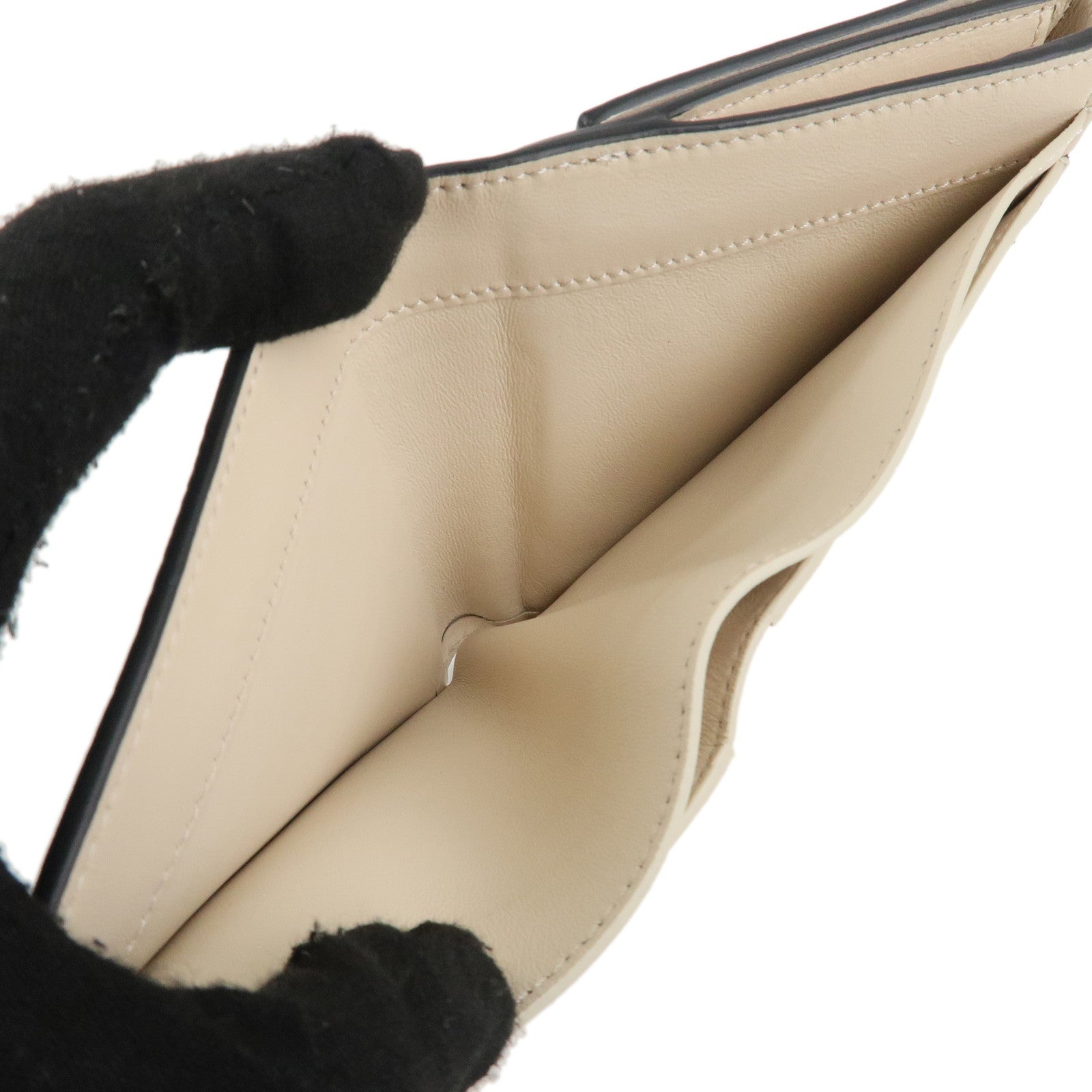 FENDI Leather Peekaboo Folded Wallet Bi-fold Wallet Black 8M0438 Used