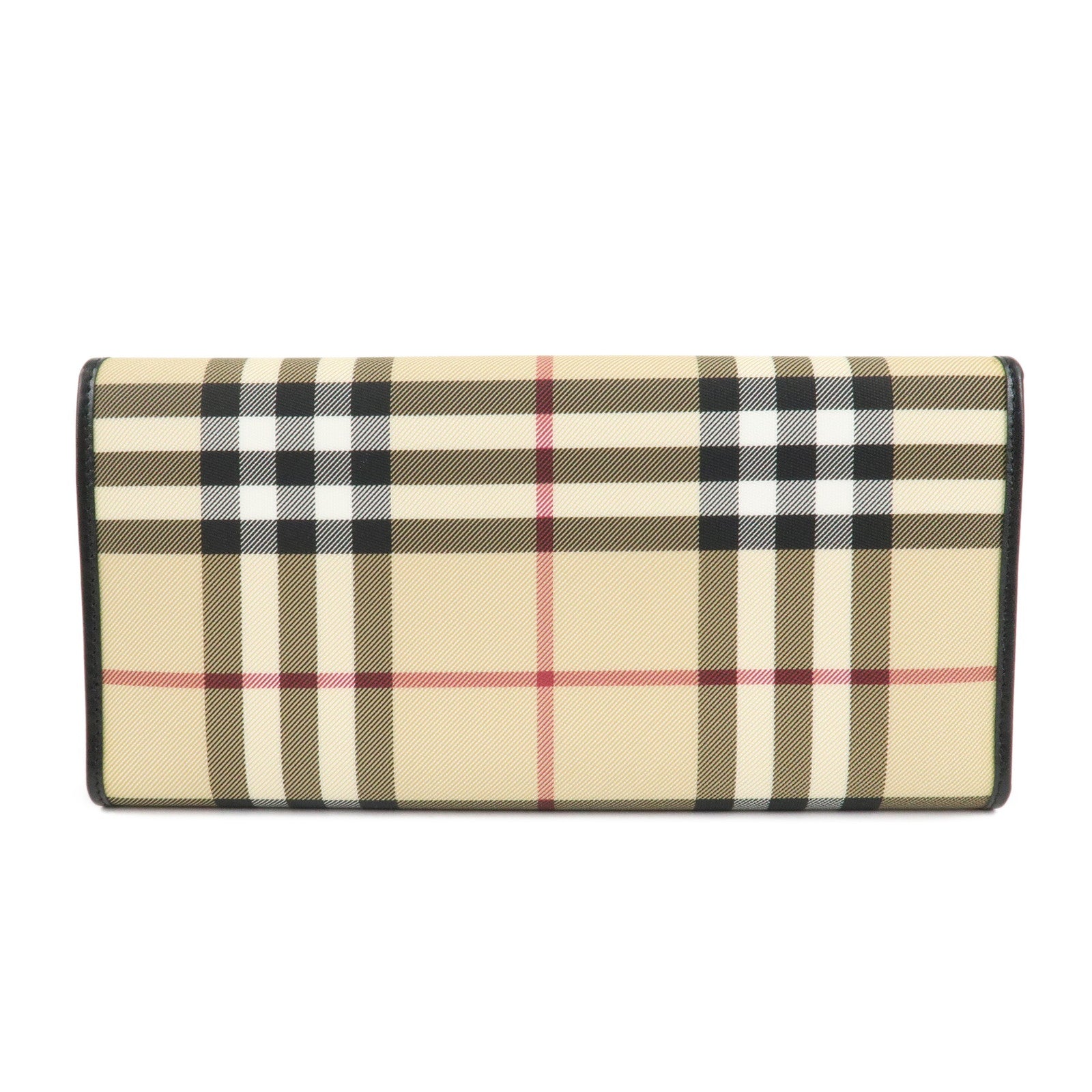BURBERRY Burberry London PVC Leather Long Wallet Nova Plaid Black Used