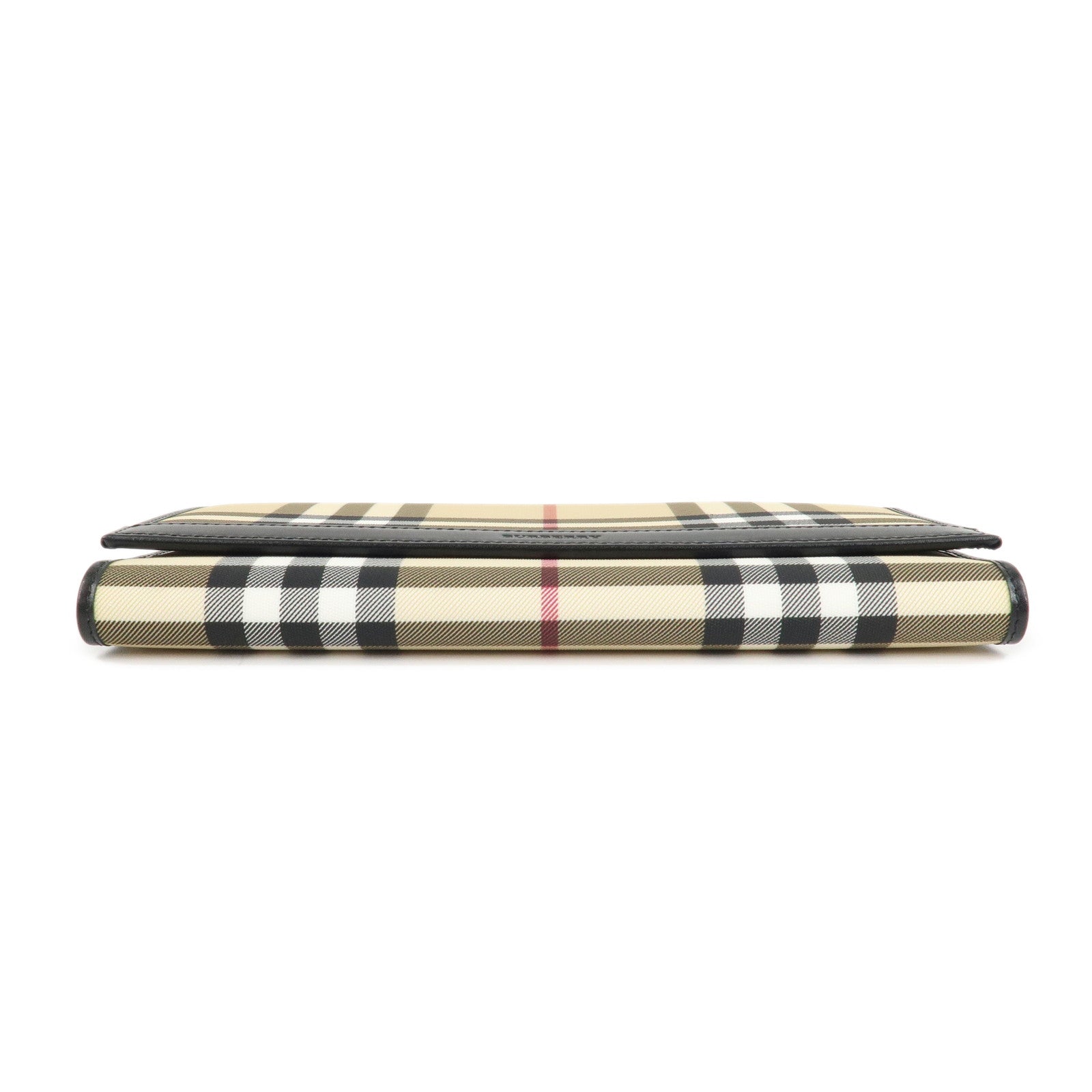 BURBERRY Burberry London PVC Leather Long Wallet Nova Plaid Black Used