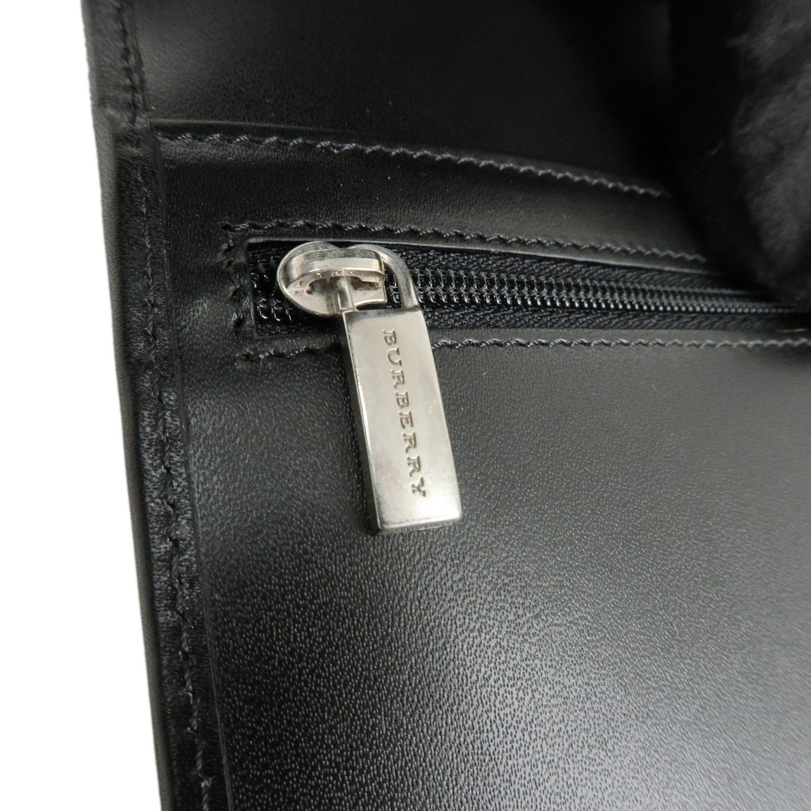 BURBERRY Burberry London PVC Leather Long Wallet Nova Plaid Black Used