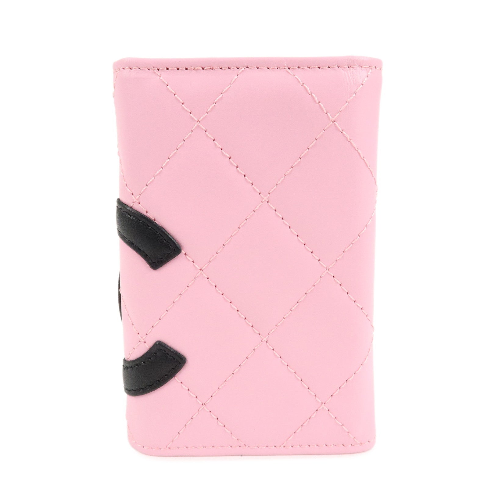 CHANEL Cambon Line Lamb Skin 6 Ring Key Case Pink Black A26723 Used