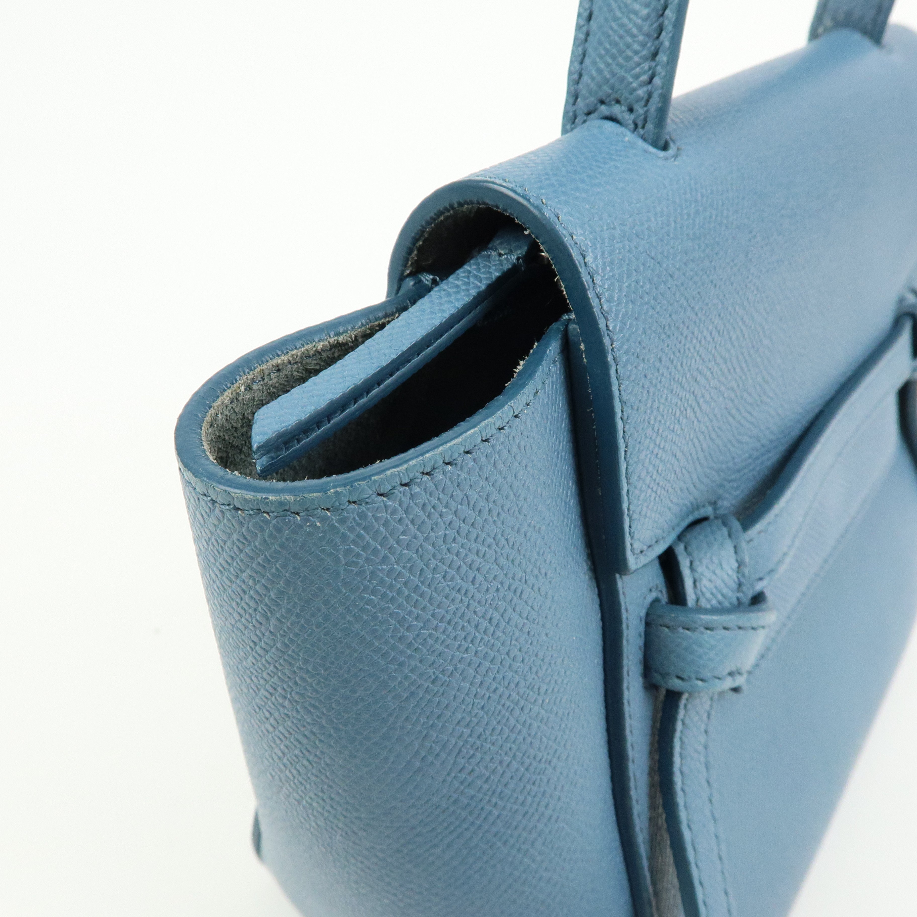 CELINE Belt Bag Leather 2Way Bag Hand Bag Shoulder Bag Blue