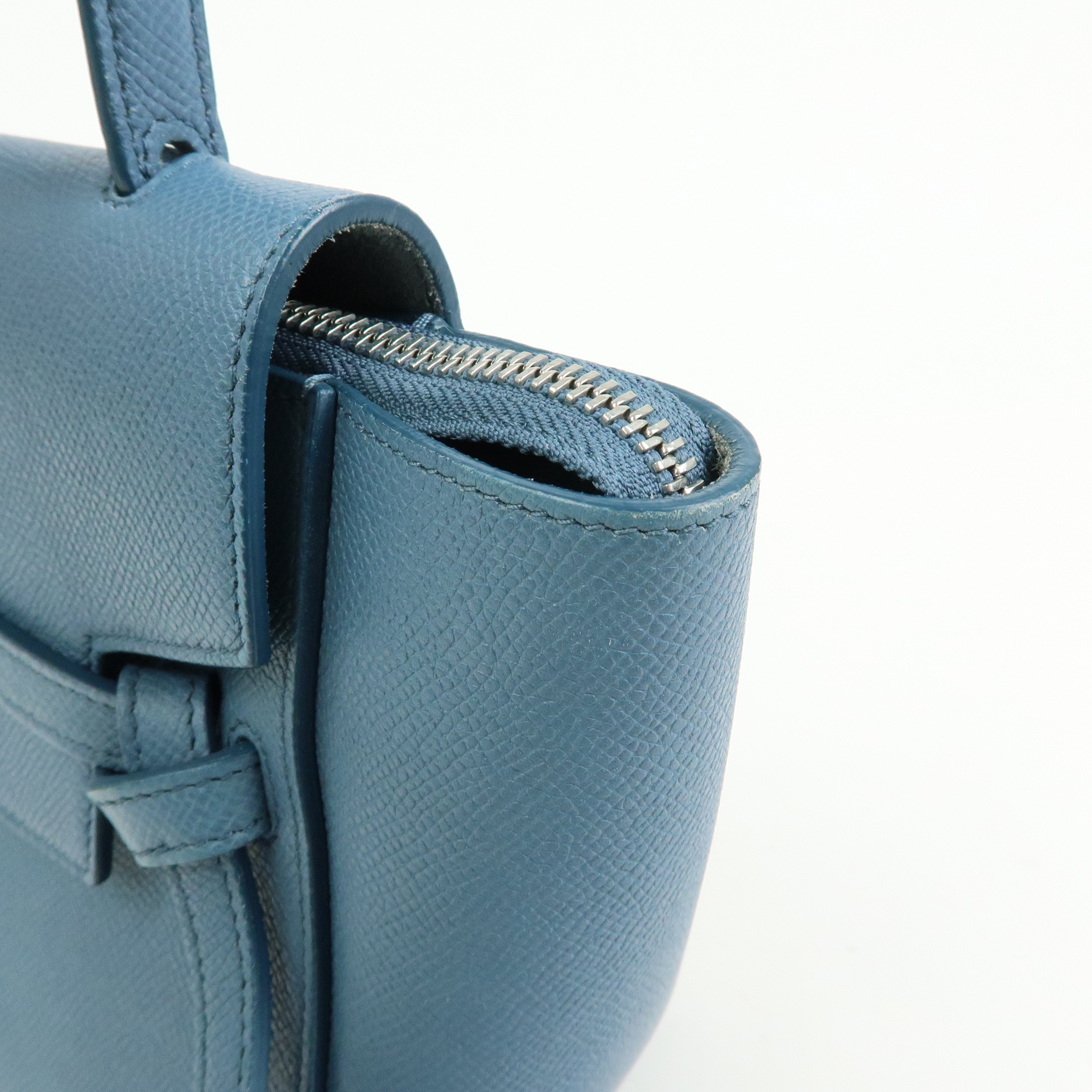 CELINE Belt Bag Leather 2Way Bag Hand Bag Shoulder Bag Blue