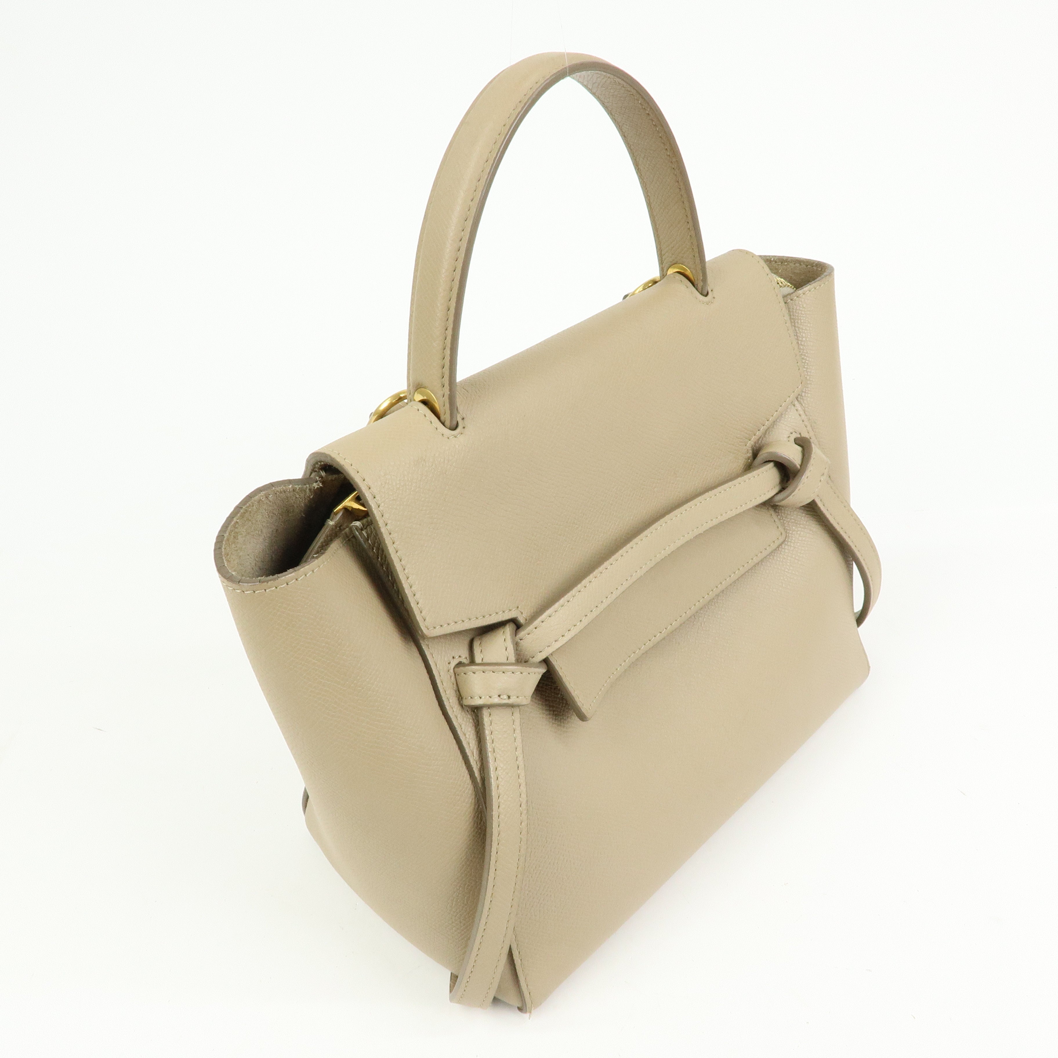 CELINE Belt Bag Leather 2WAY Bag Hand Bag Shoulder Bag Greige