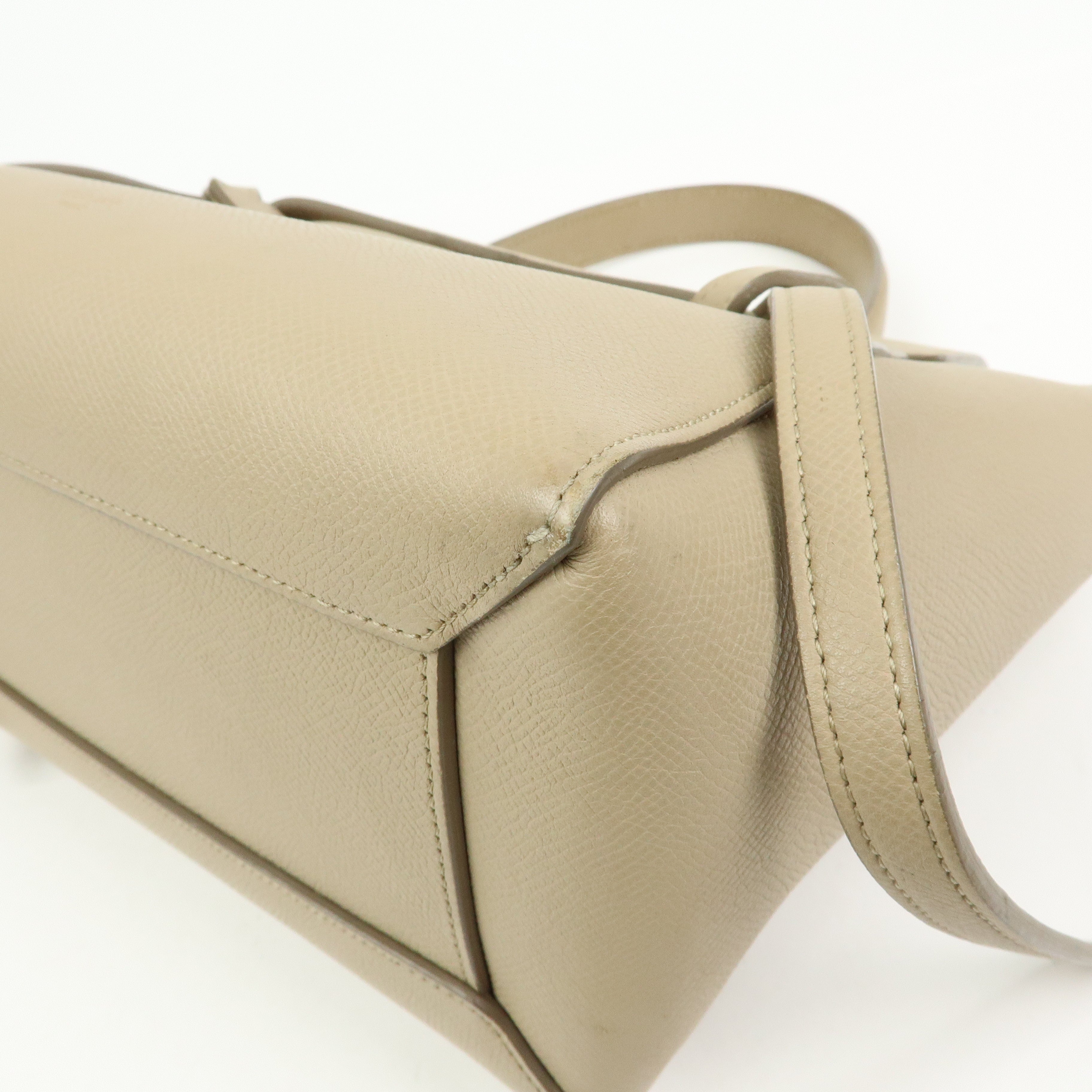 CELINE Belt Bag Leather 2WAY Bag Hand Bag Shoulder Bag Greige