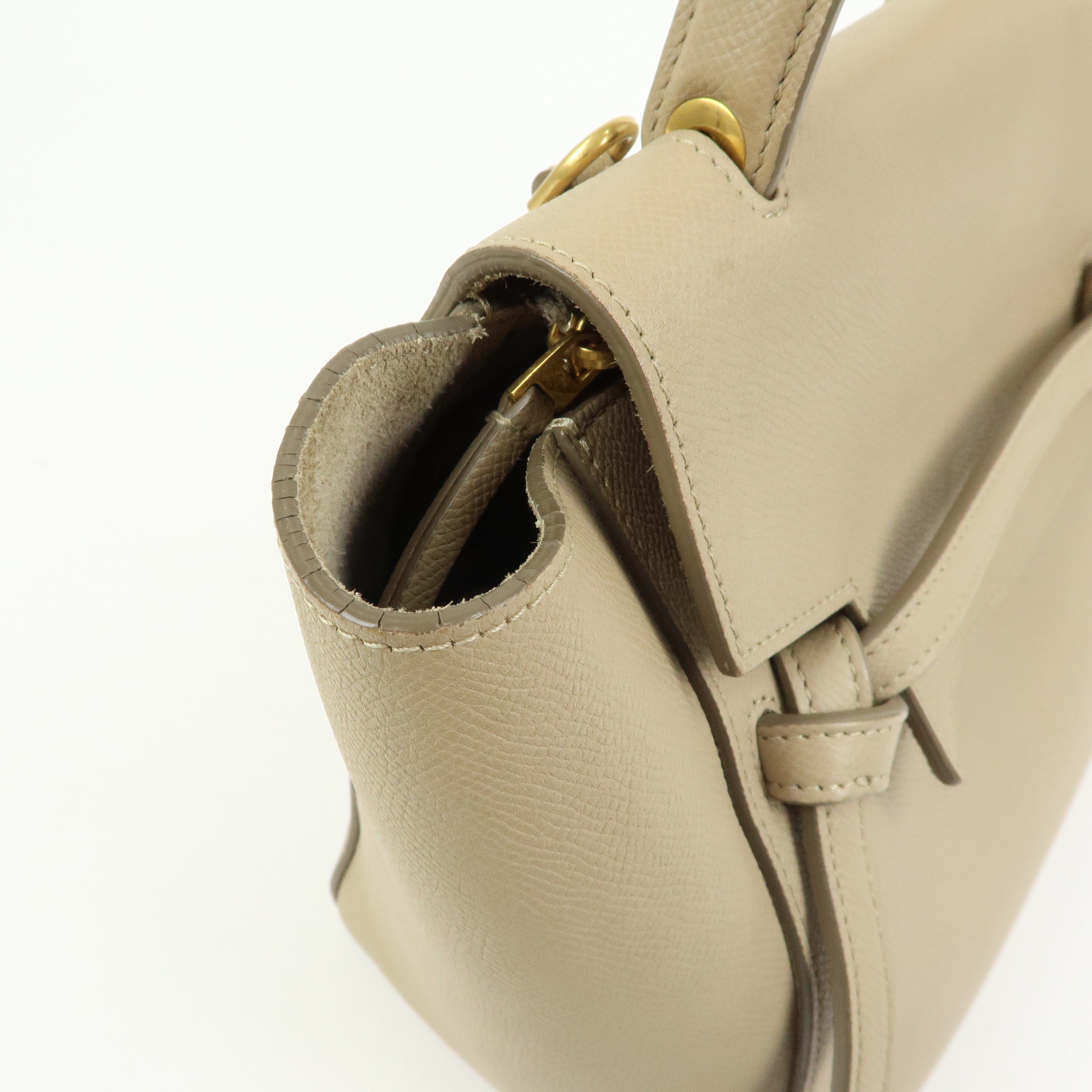 CELINE Belt Bag Leather 2WAY Bag Hand Bag Shoulder Bag Greige