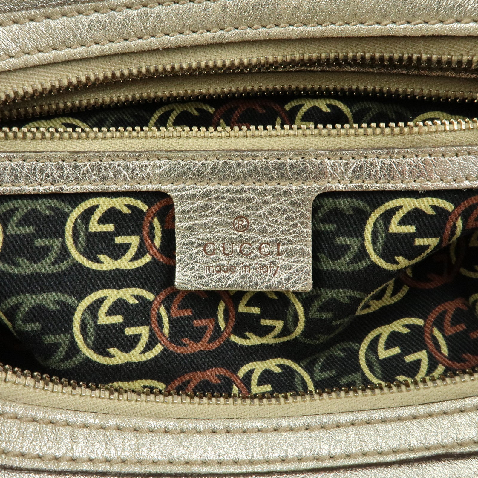 GUCCI Interlocking G Leather Mini Boston Bag Champagne Gold 170009