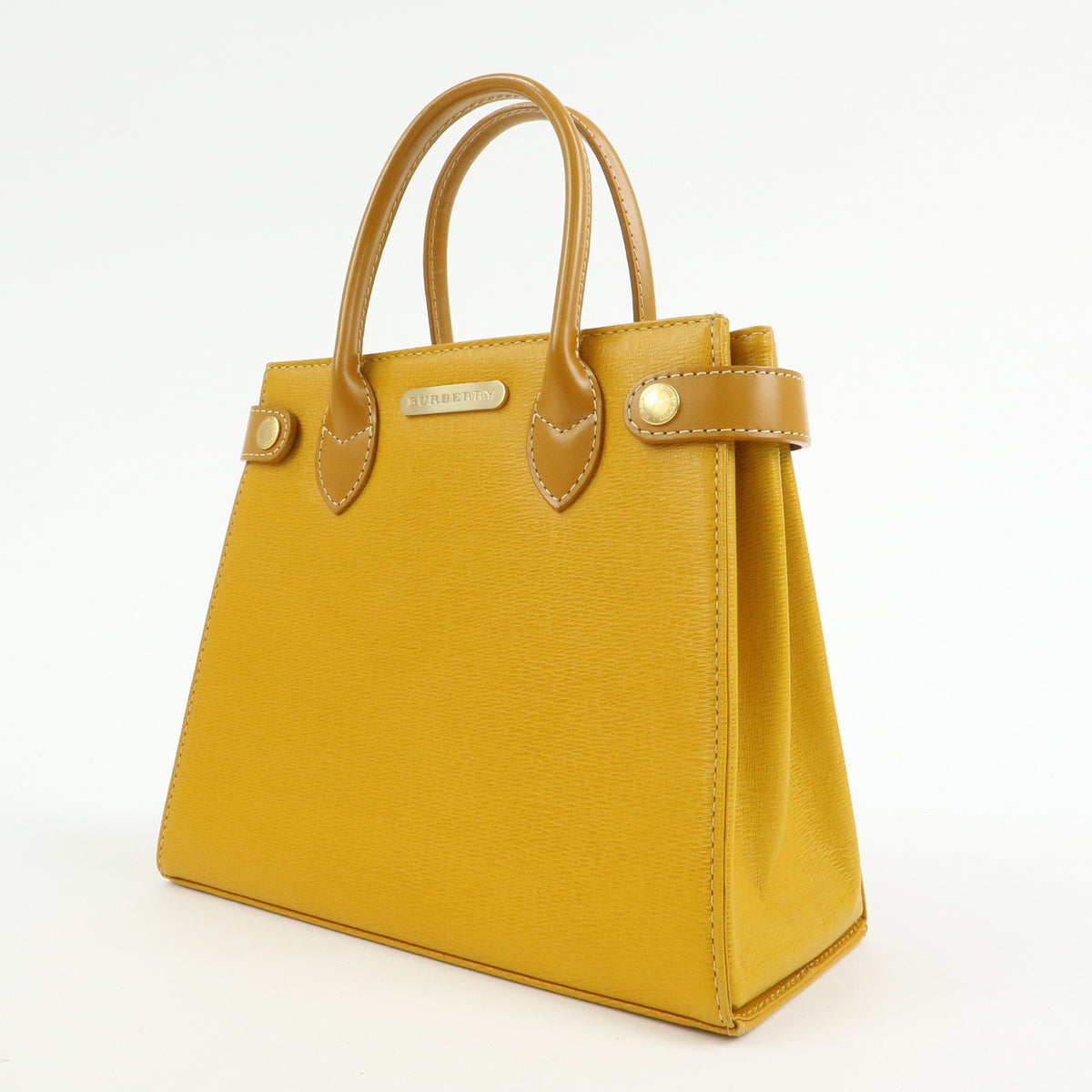BURBERRY Leather Mini Hand Bag Tote Bag Yellow