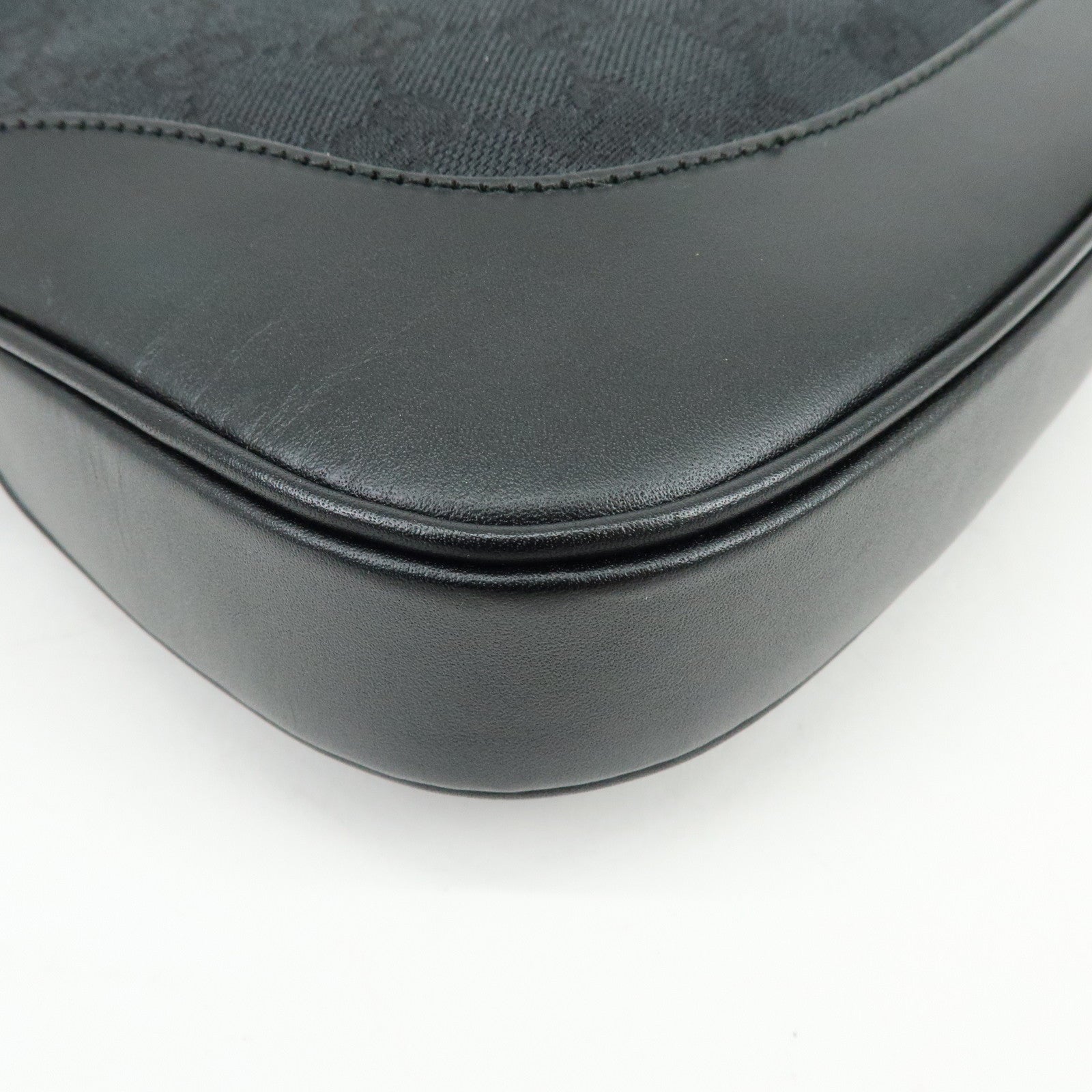 GUCCI Jackie GG Canvas Leather Shoulder Bag Hand Bag Black 001 3306