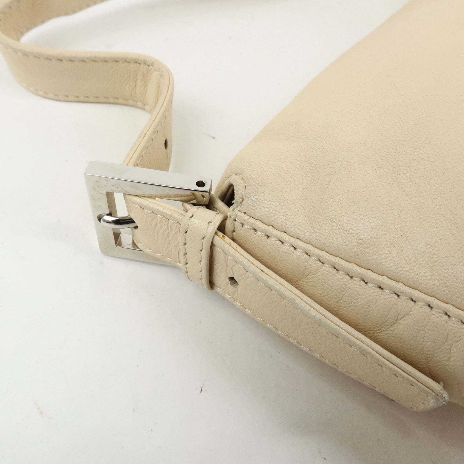 FENDI Mamma Baguette Nappa Leather Shoulder Bag Hand Bag Ivory