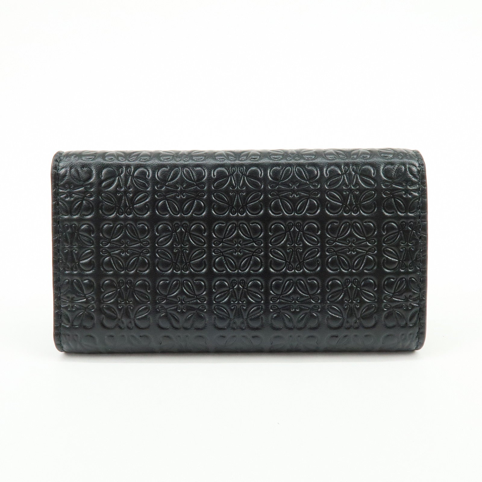 LOEWE Repeat Anagram Calf Leather 6 Ring Key Case Key Holder Black