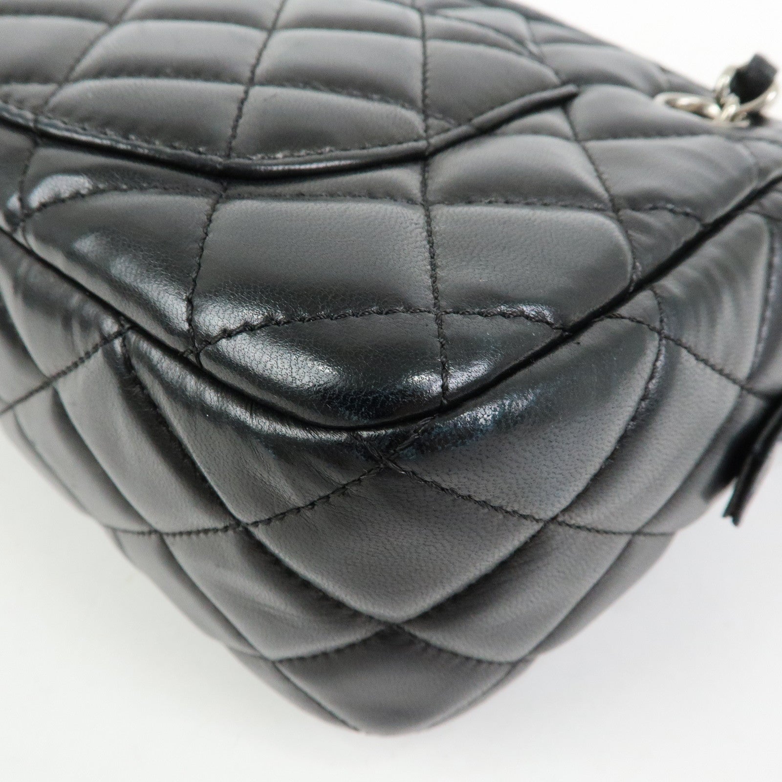 CHANEL COCO Mark Matelasse Lamb Skin Chain Shoulder Bag Hand Bag Black