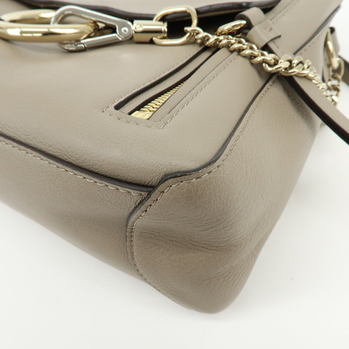 Chloe Faye Day Leather 2Way Bag Hand Bag Shoulder Bag Greige