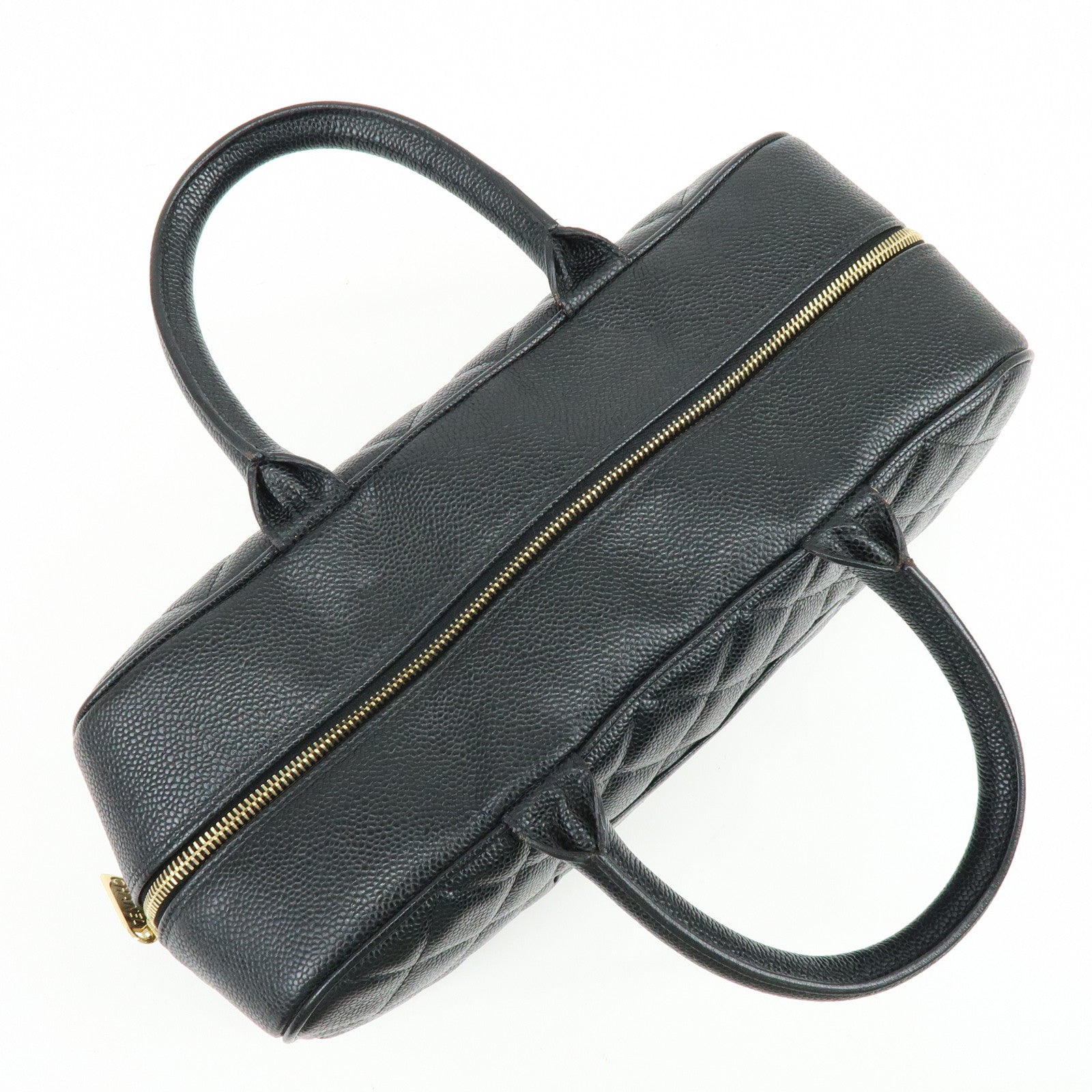 CHANEL Matelasse Caviarskin Leather Boston Bag Black