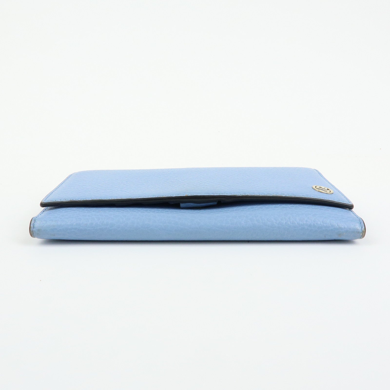 GUCCI Interlocking G Leather Flap Bi-fold Long Wallet Light Blue 449279