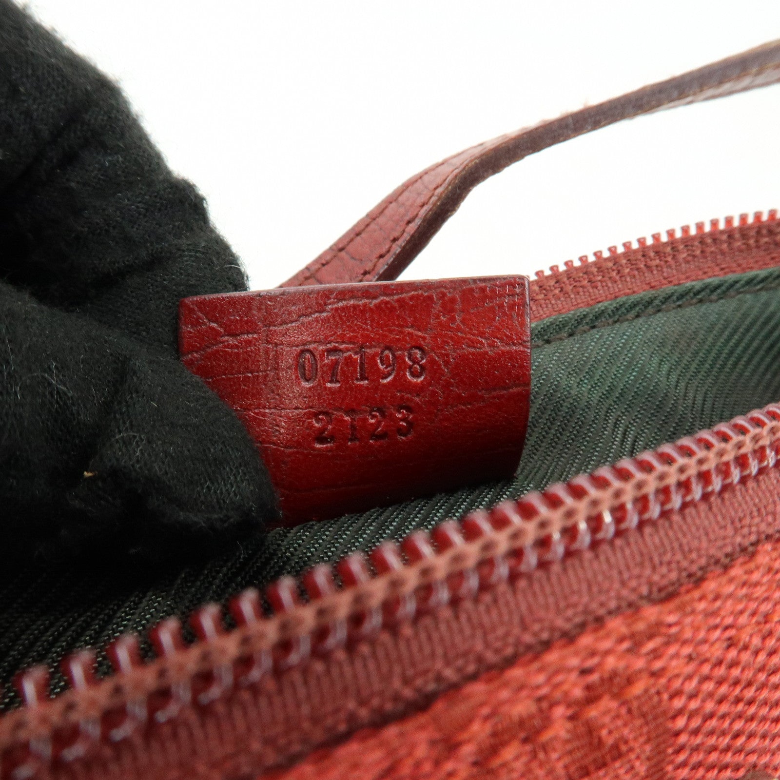 GUCCI Boat Bag GG Canvas Leather Accessory Pouch Hand Bag Red 07198