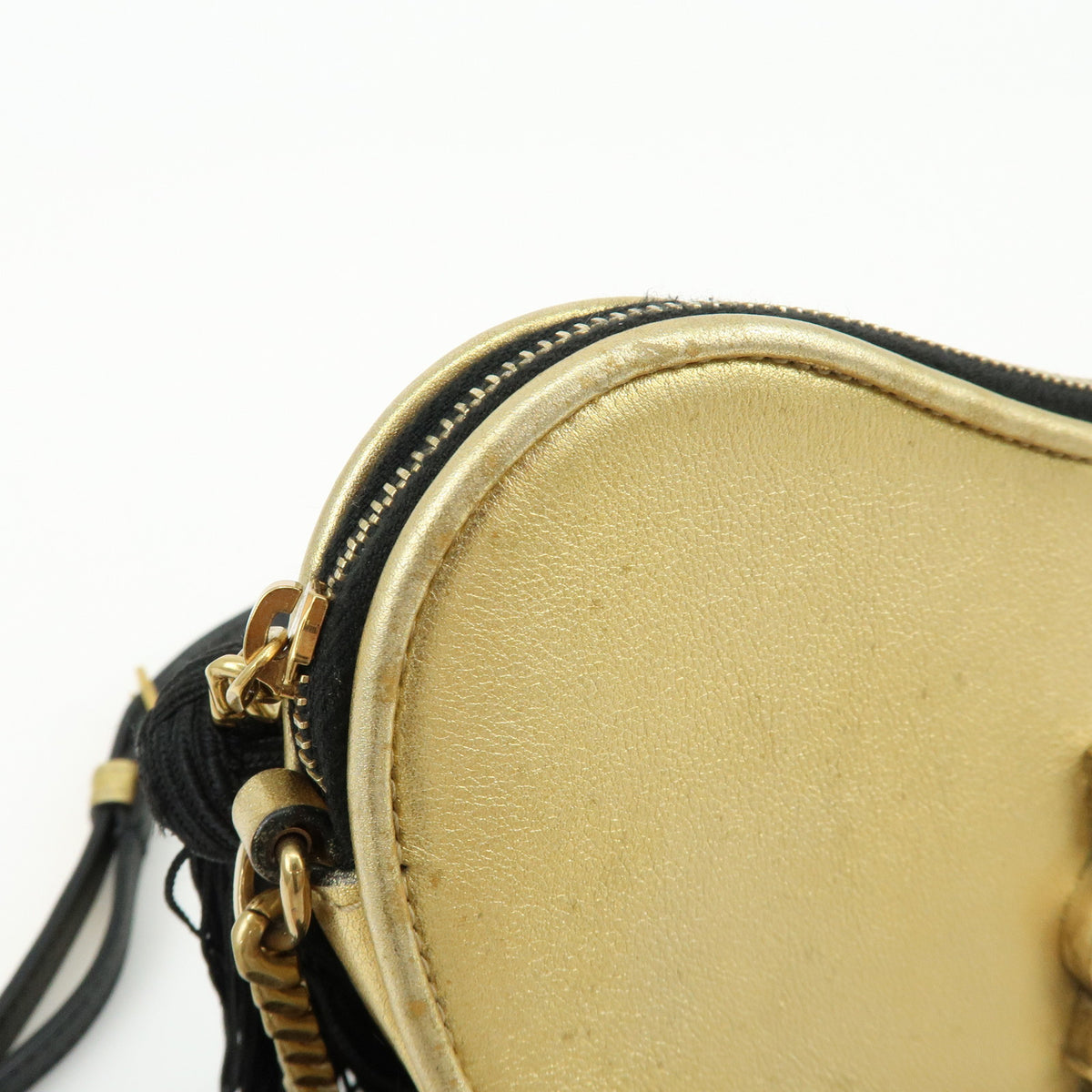 SAINT LAURENT PARIS Cassandra Leather Shoulder Bag Tassel Gold 540694