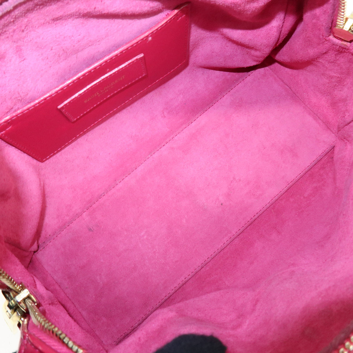 SAINT LAURENT PARIS Baby Duffle Leather 2Way Hand Bag Fuchsia 330958