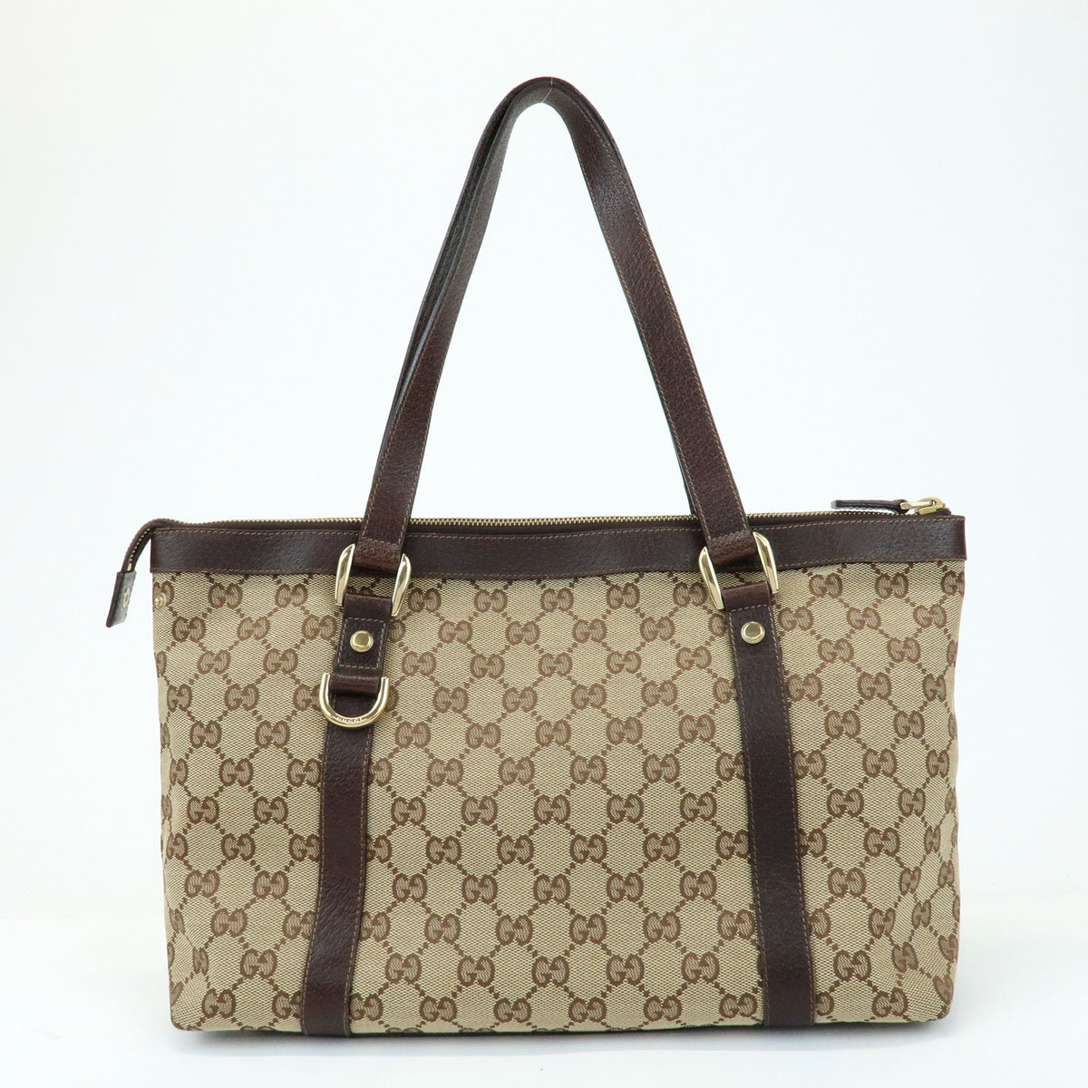 GUCCI Abbey GG Canvas Leather Tote Bag Hand Bag Beige Brown 141470