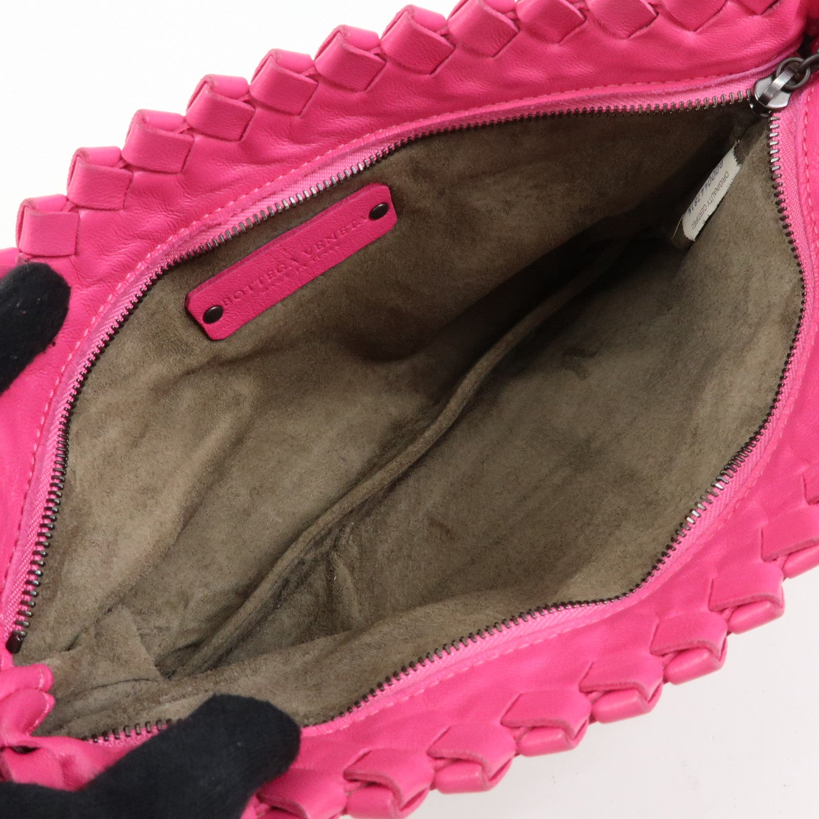 Bottega Veneta Intrecciato Leather Clutch Bag Flat Pouch Beige Pink