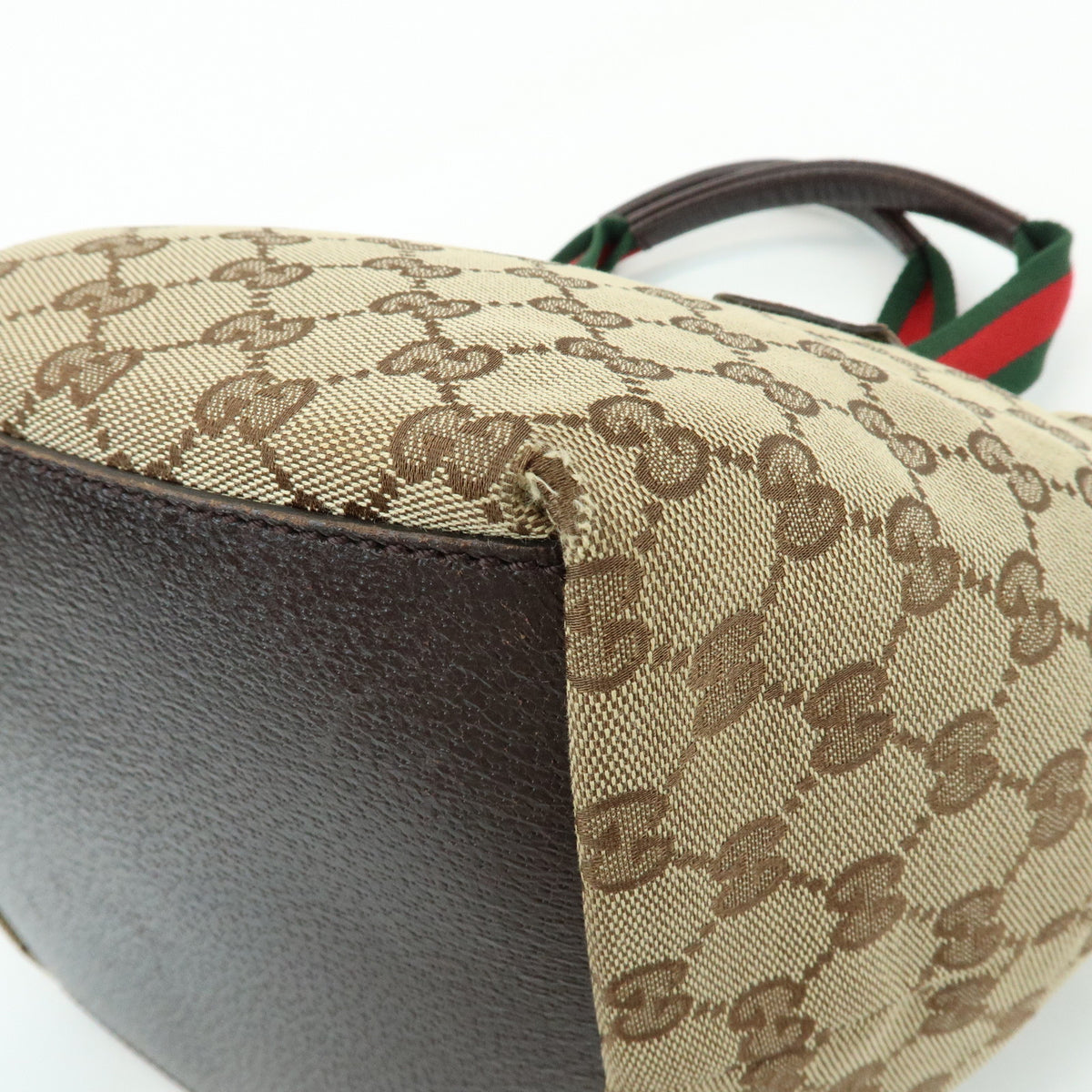 GUCCI Sherry GG Canvas Leather Tote Bag Hand Bag Beige Brown 131228