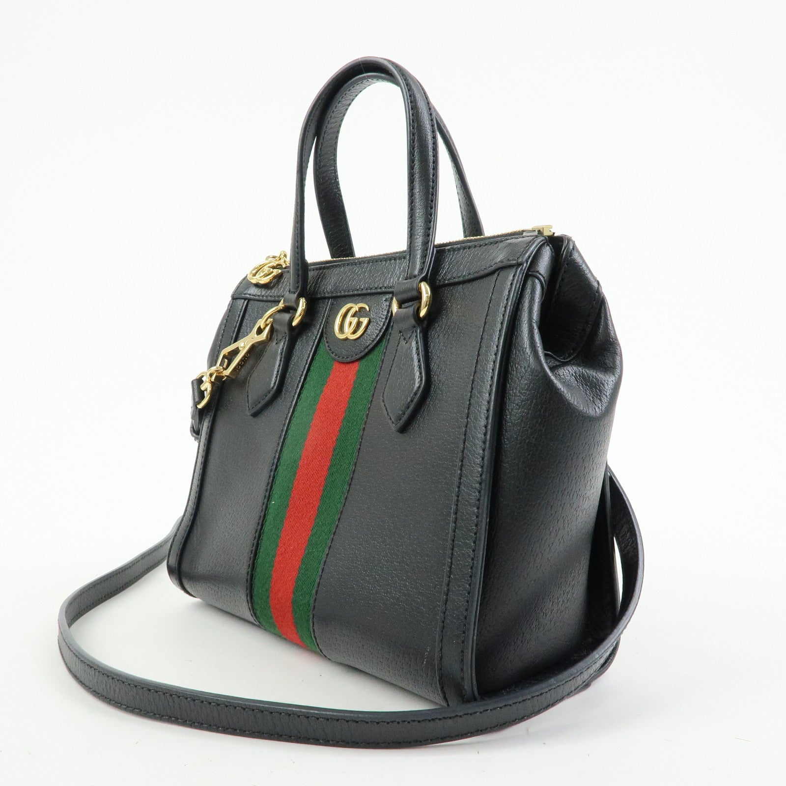 GUCCI Ophidia Sherry Leather 2Way Bag Shoulder Bag Hand Bag Black