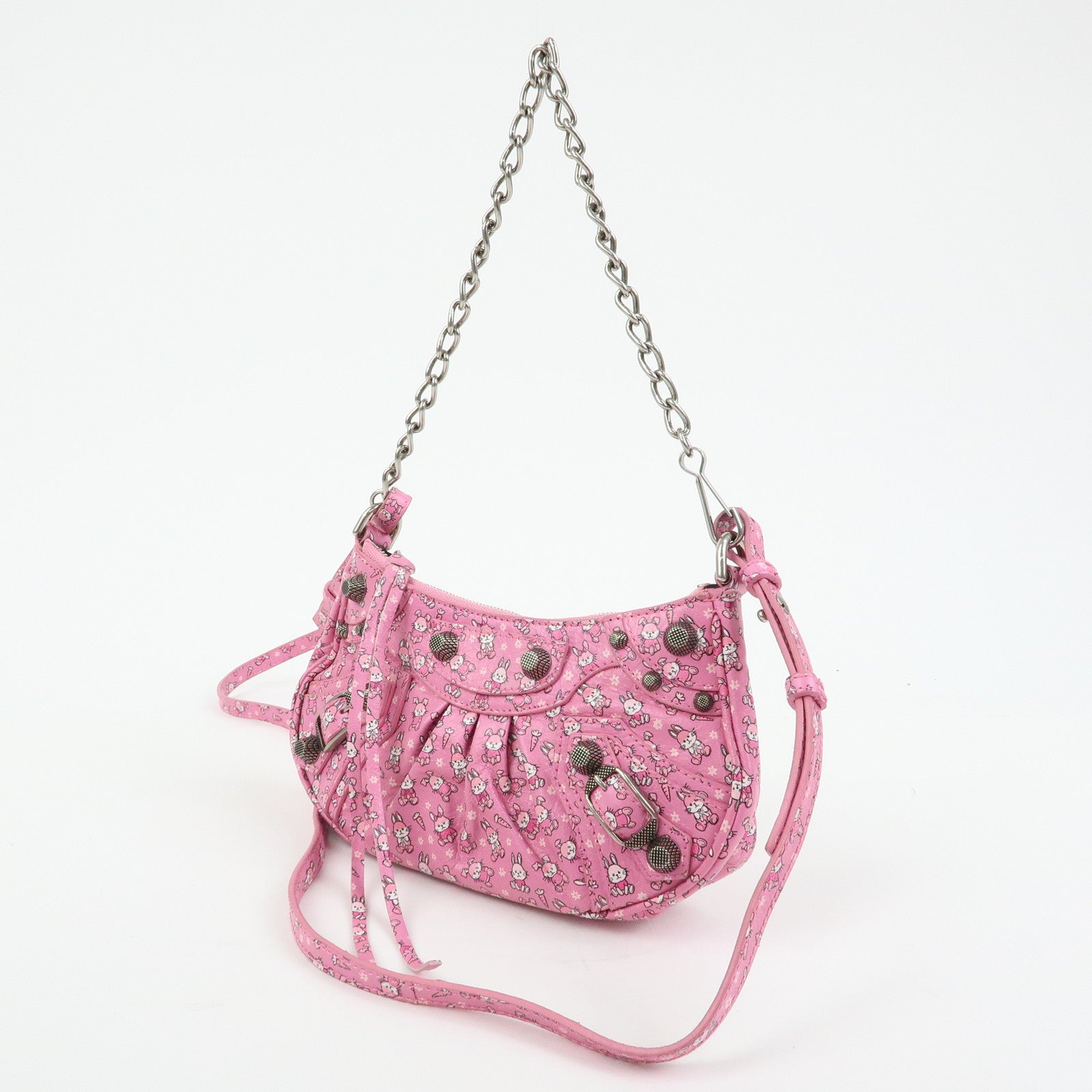BALENCIAGA Le Cagole Mini Rabbit Pattern Leather Shoulder Bag 695814