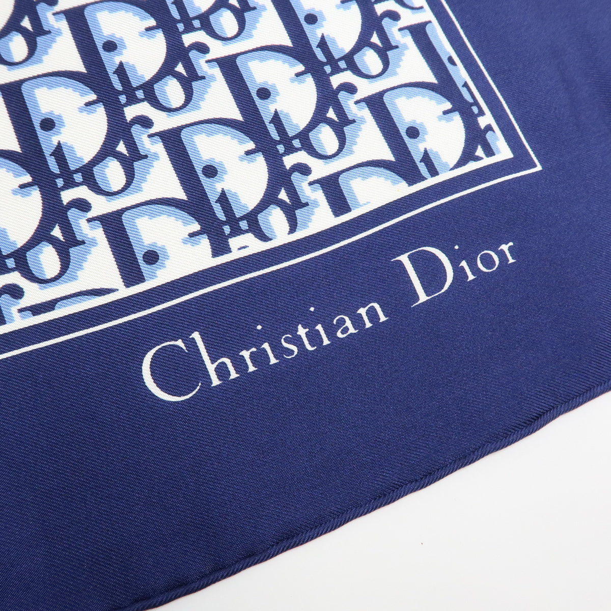Christian Dior Trotter Silk 100% Scarf Navy White