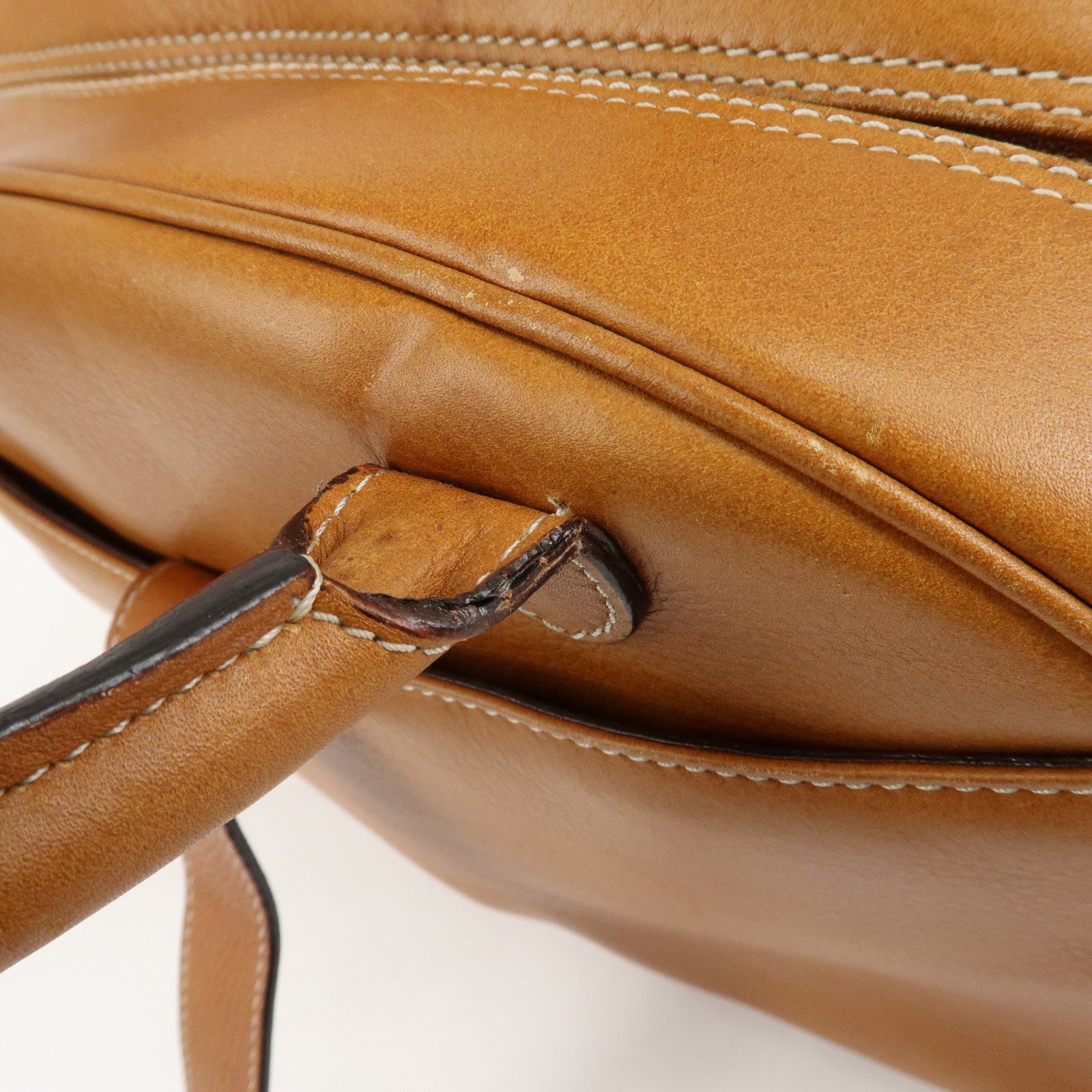 Christian Dior Double Saddle Bag Leather Shoulder Bag Hand Bag Brown Used