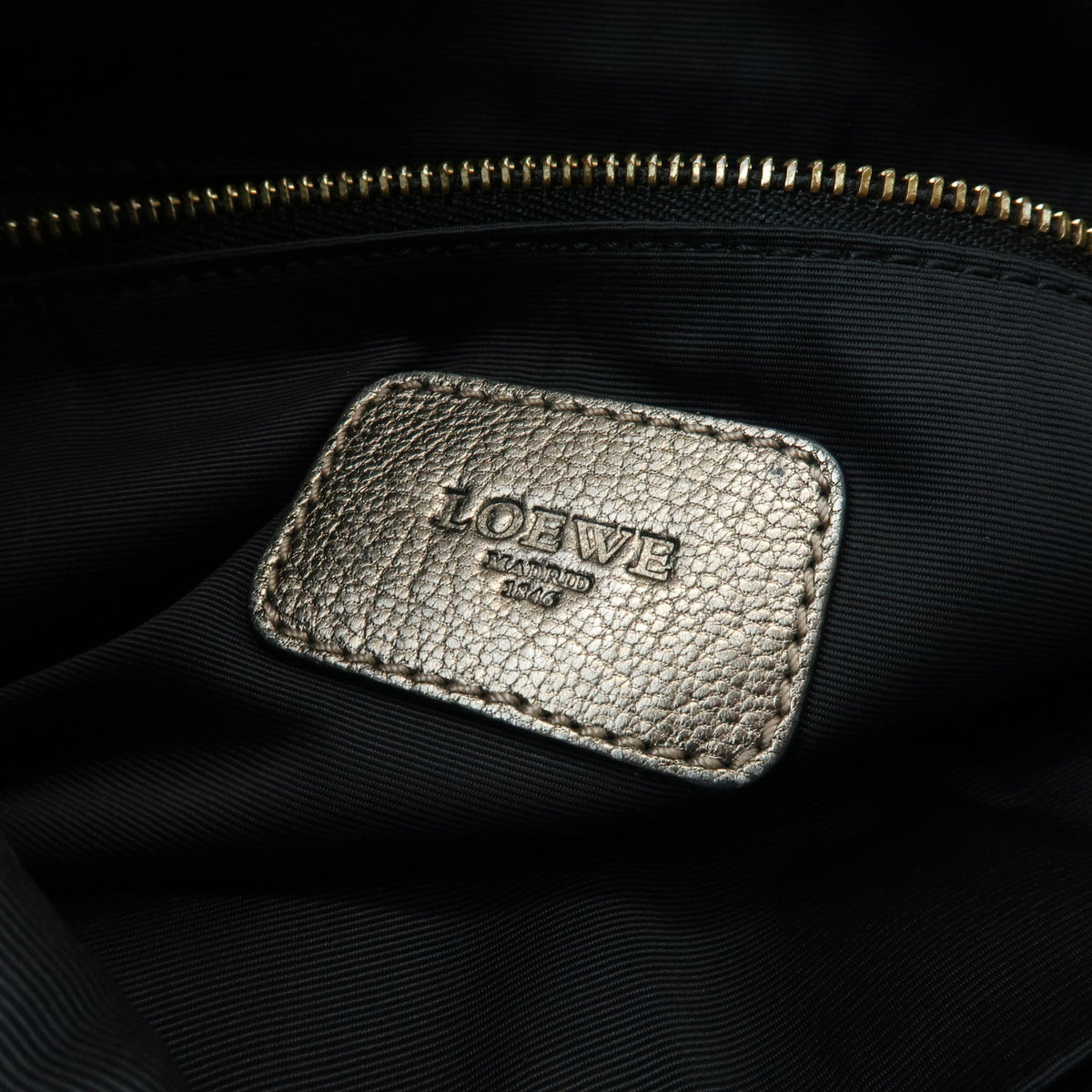 LOEWE Mya Anagram Leather Shoulder Bag Hand Bag Silver Gray