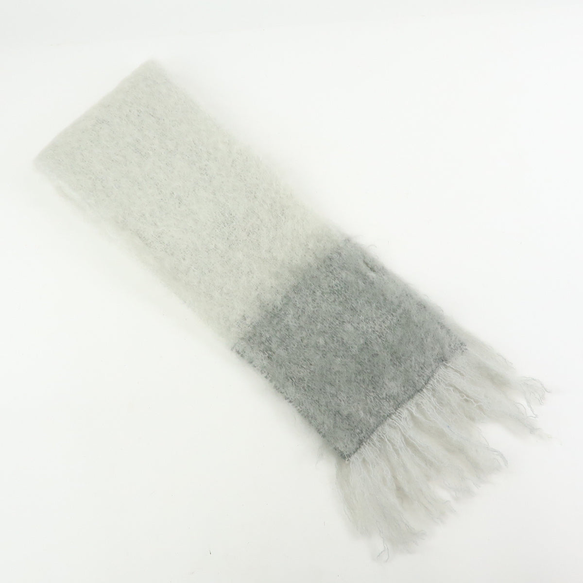 LOEWE Anagram Mohair Wool Scarf Shawl Gray White