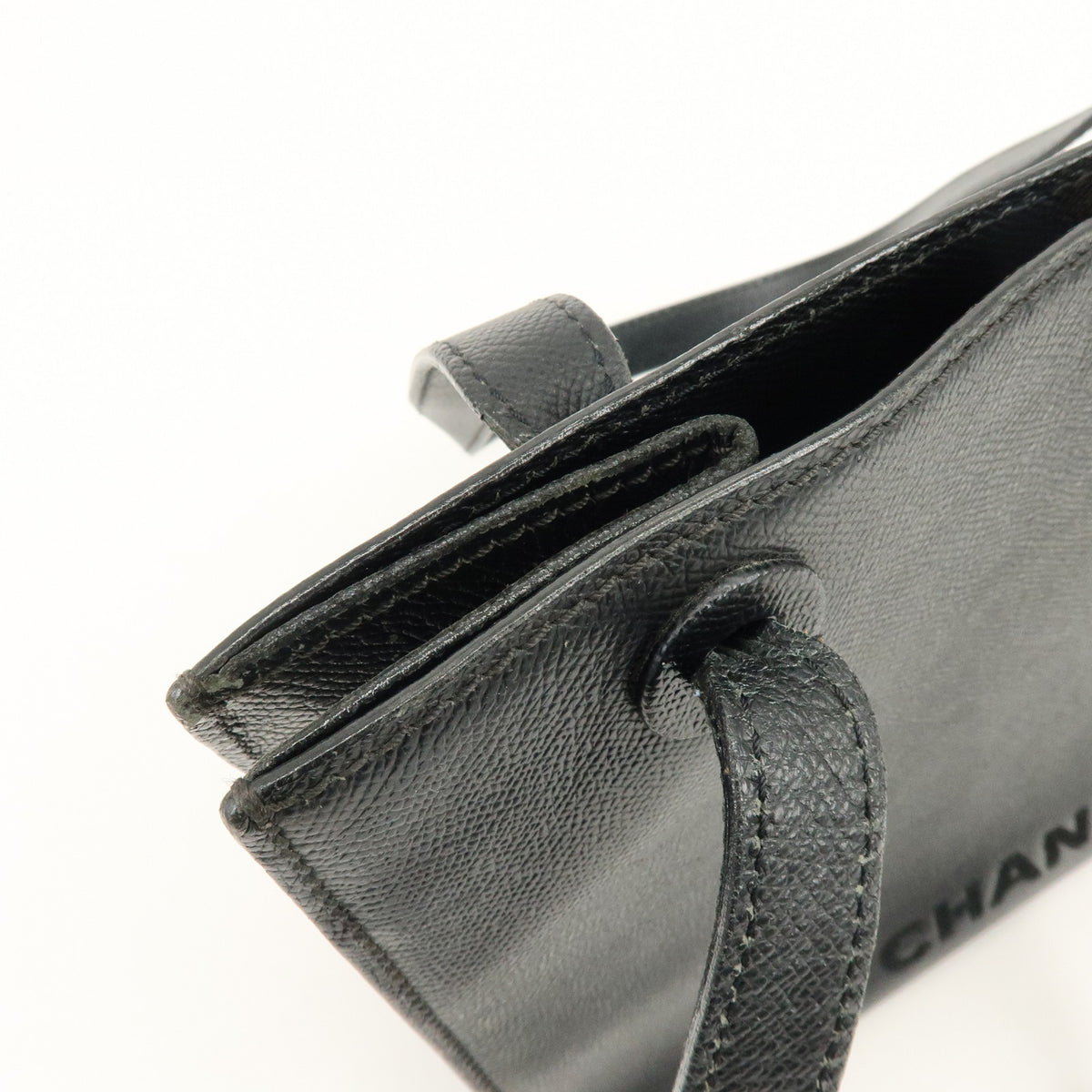 CHANEL Logo Caviarskin Tote Bag Shoulder Bag Black