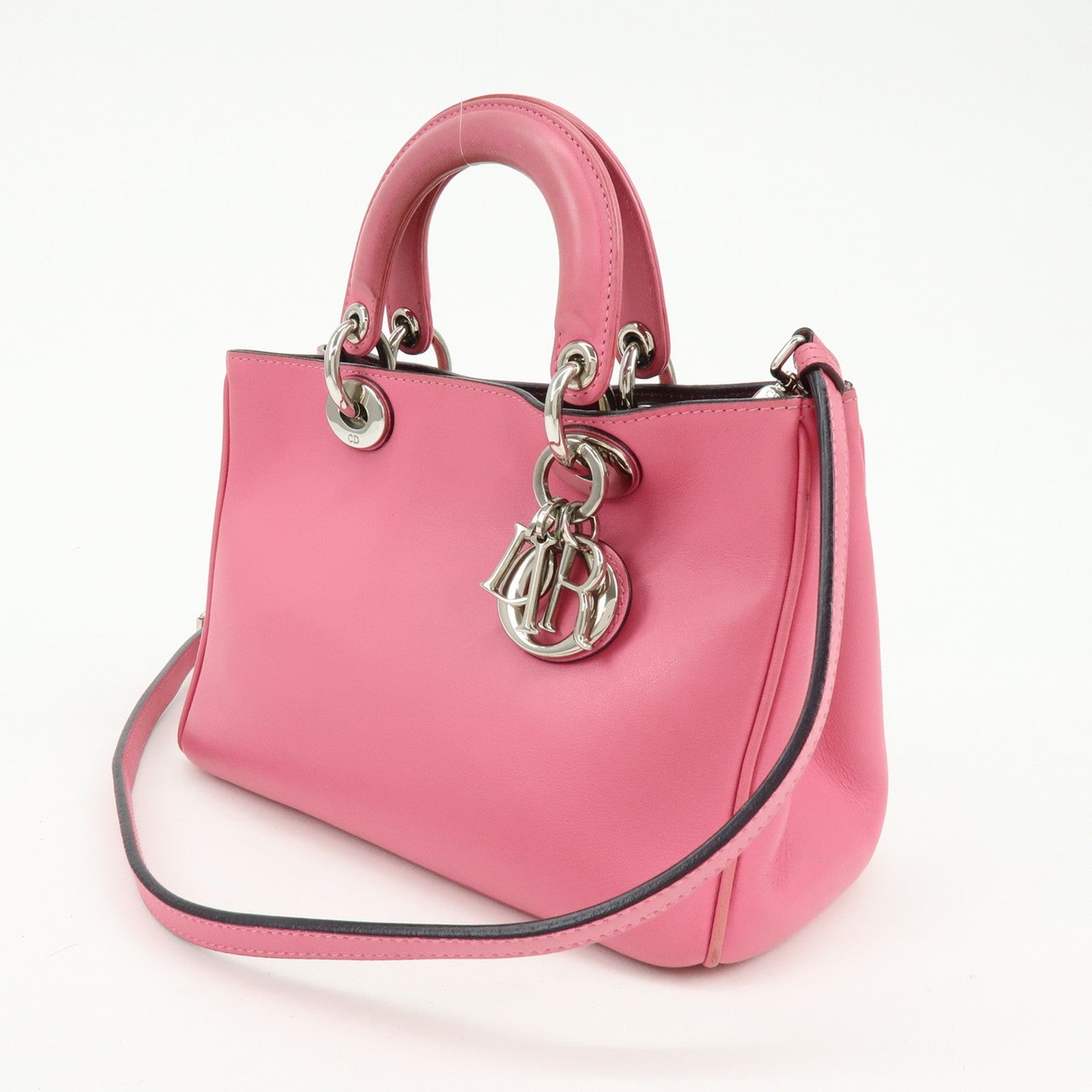 Christian Dior Diorissimo Leather 2Way Bag Hand Bag Shoulder Bag Pink
