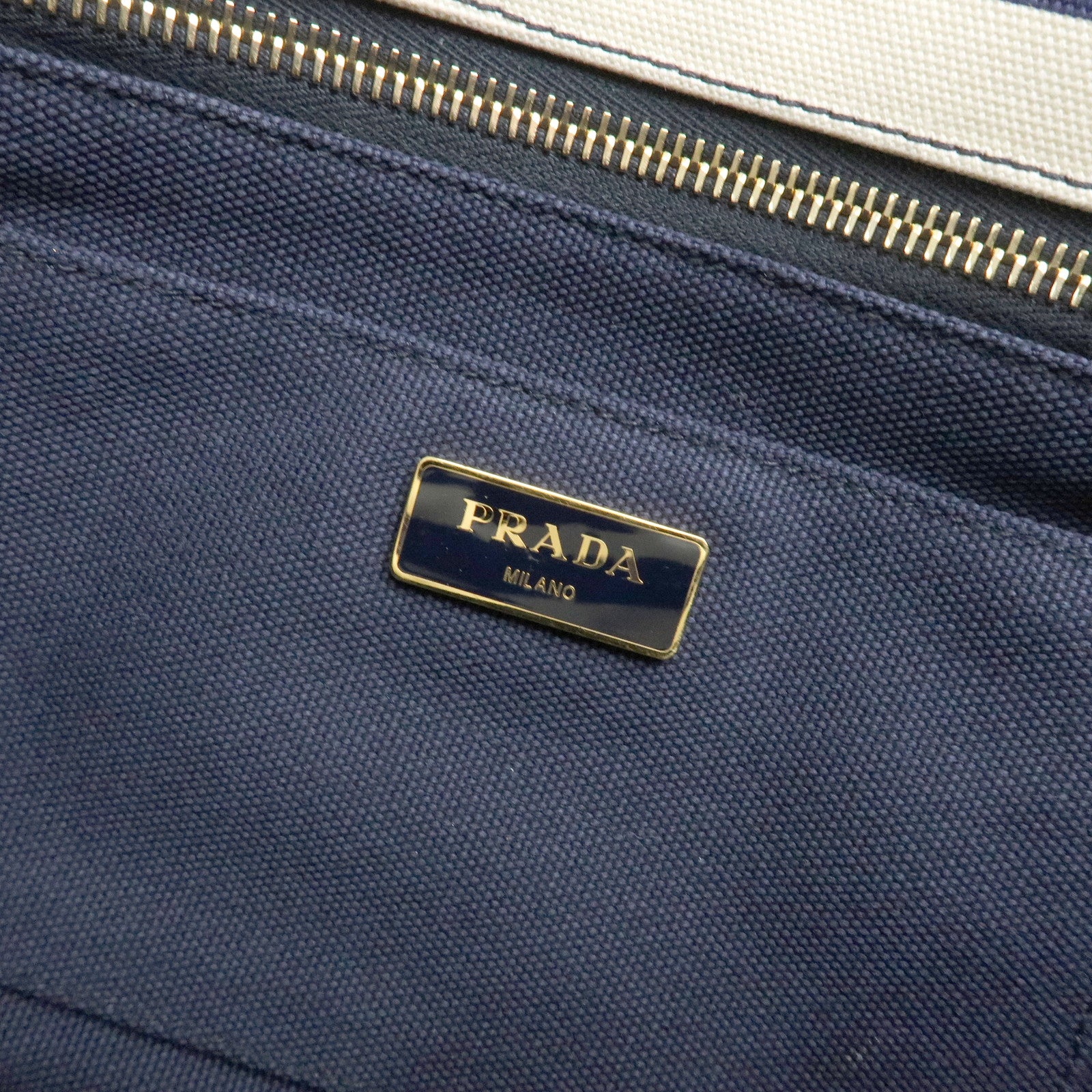 PRADA Canapa Canvas 2Way Bag Hand Bag Stripe Blue White B2642B
