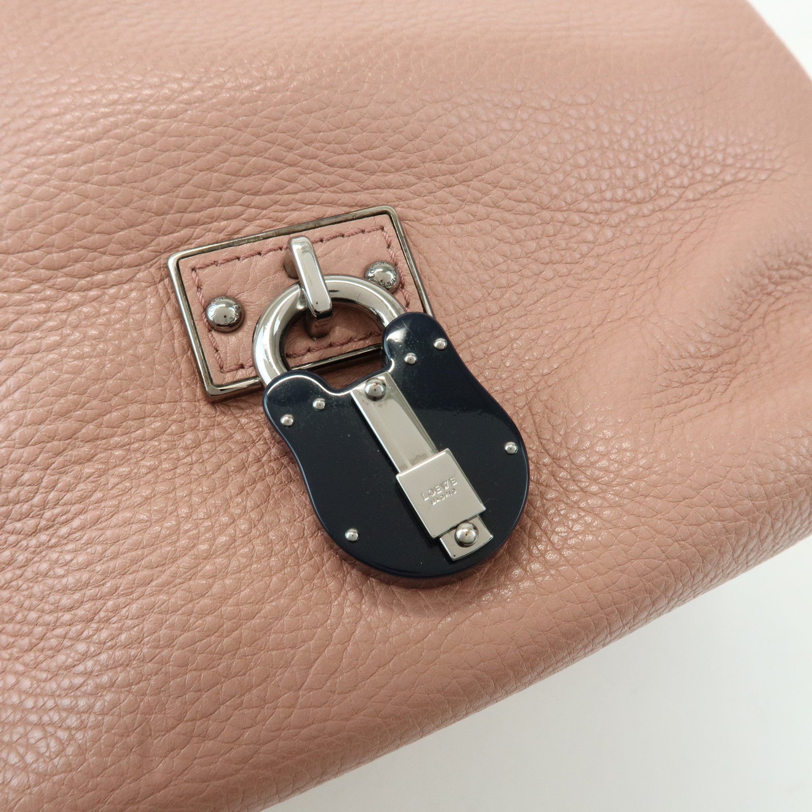 LOEWE Calle PM Leather Hand Tote Bag Bear Lock Charm Pink