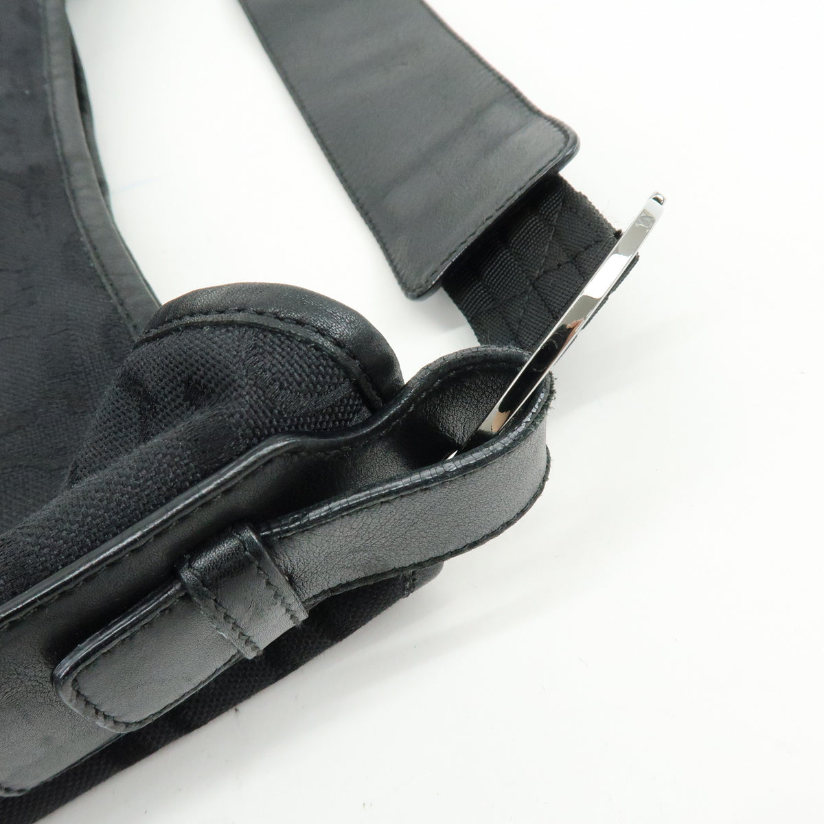 Ferragamo Gancini Canvas Leather Shoulder Bag Hand Bag Black