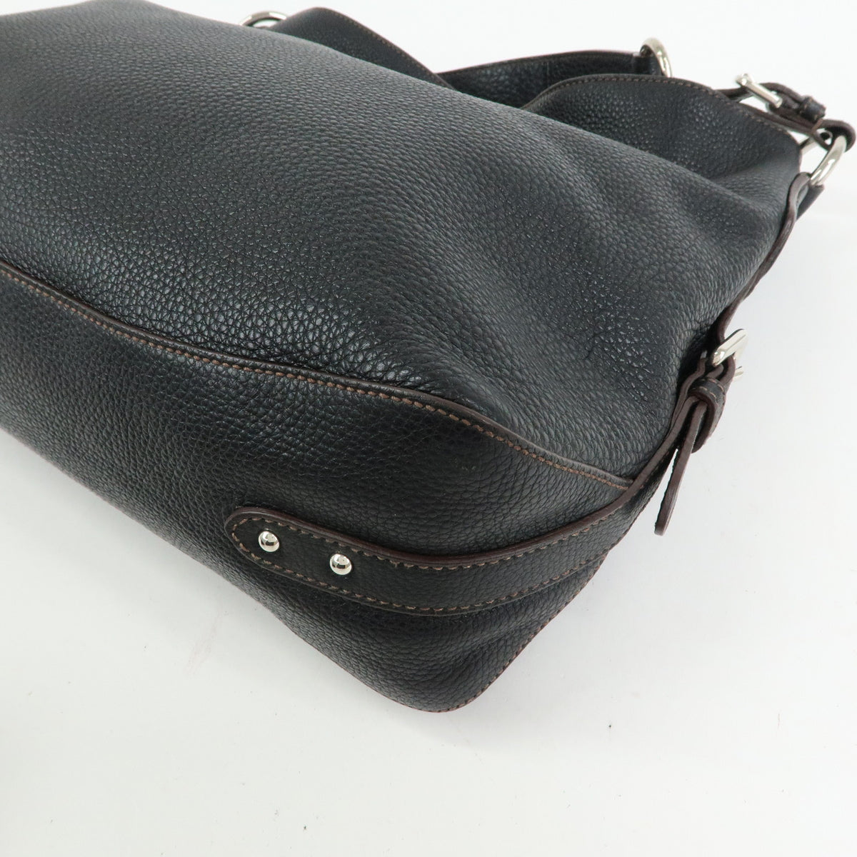PRADA Leather Shoulder Bag Hand Bag Black BR3648