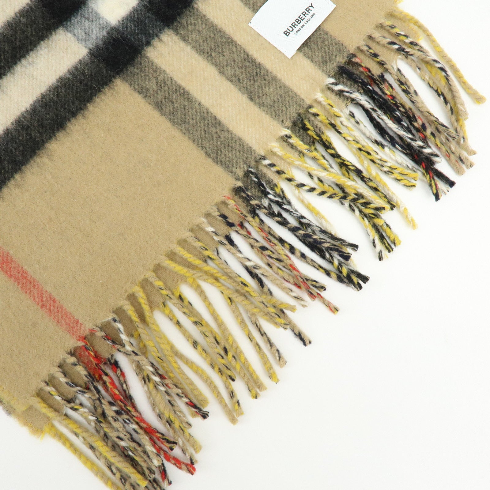 BURBERRY Nova Plaid Wool 100% Scarf Beige Yellow Navy Black Red