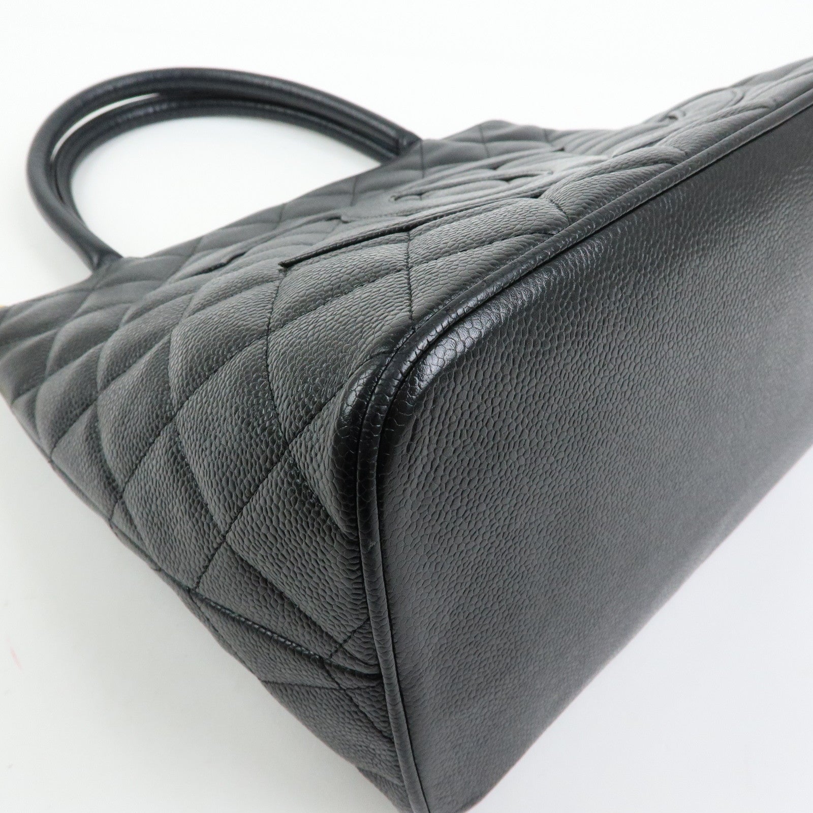 CHANEL Matelasse COCO Mark Medallion Tote Bag Hand Bag Black A01804