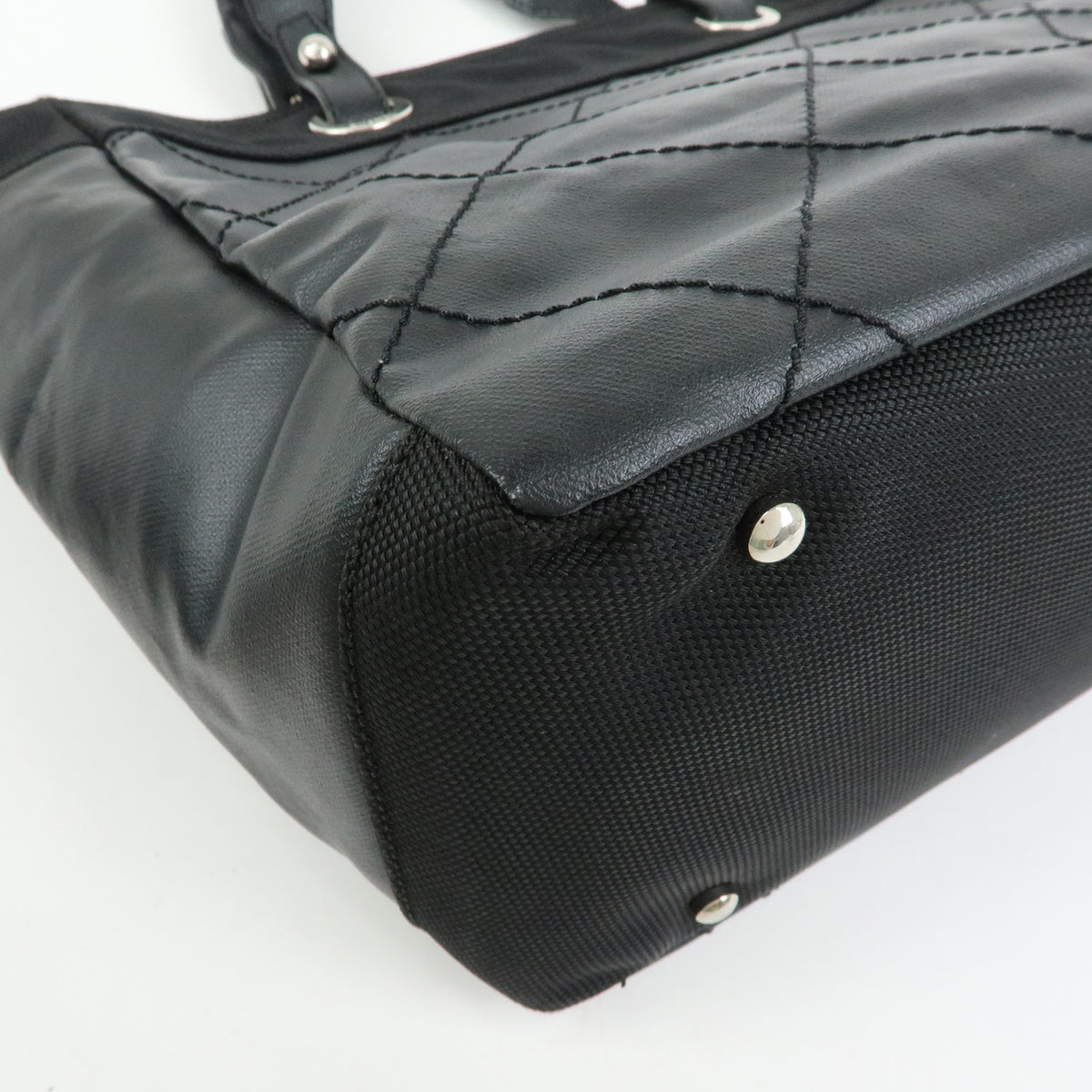 CHANEL Paris Biarritz MM PVC Leather Tote Bag Hand Bag Black A34209