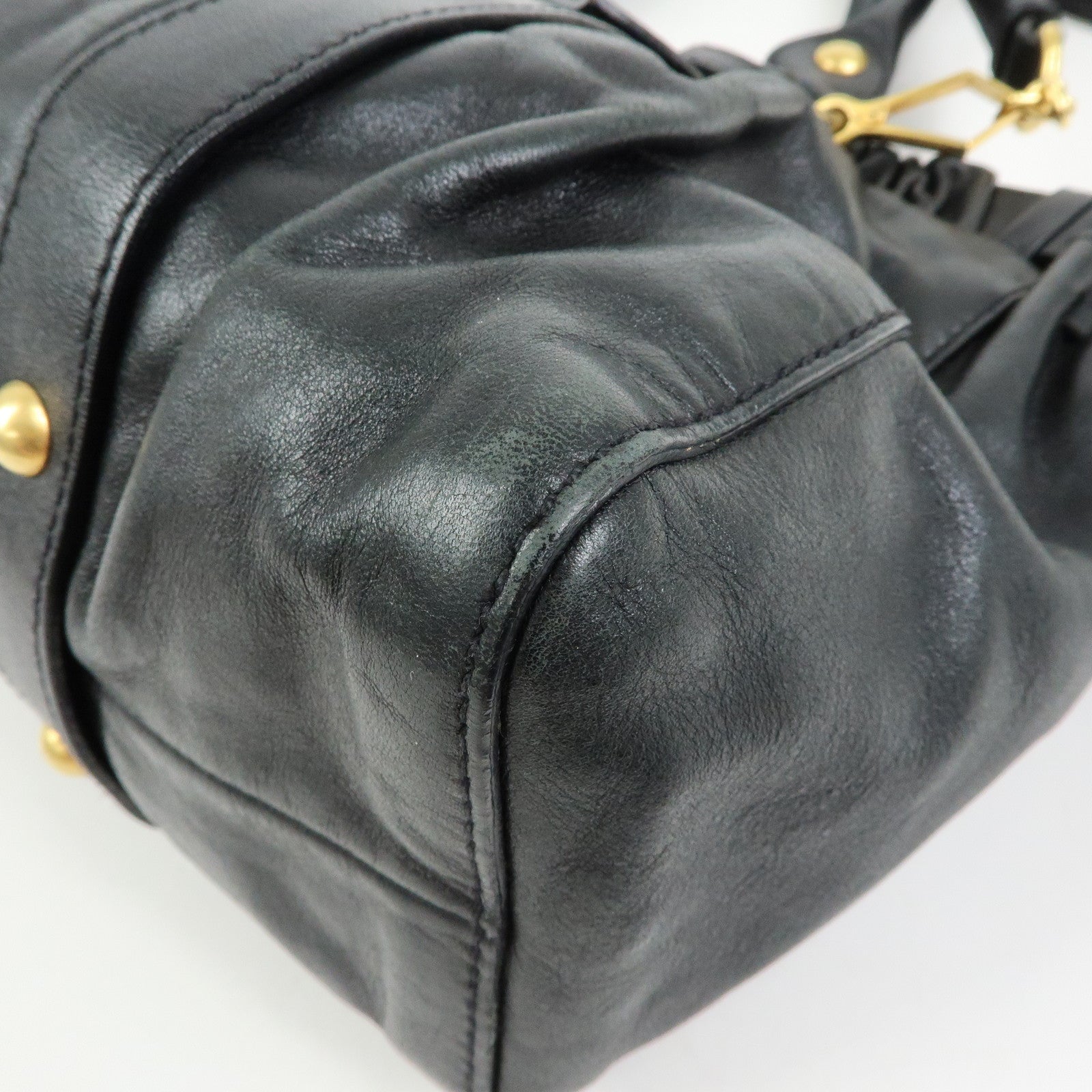 MIU MIU Vitello Lux Leather 2Way Bag Hand Bag Shoulder Bag Black