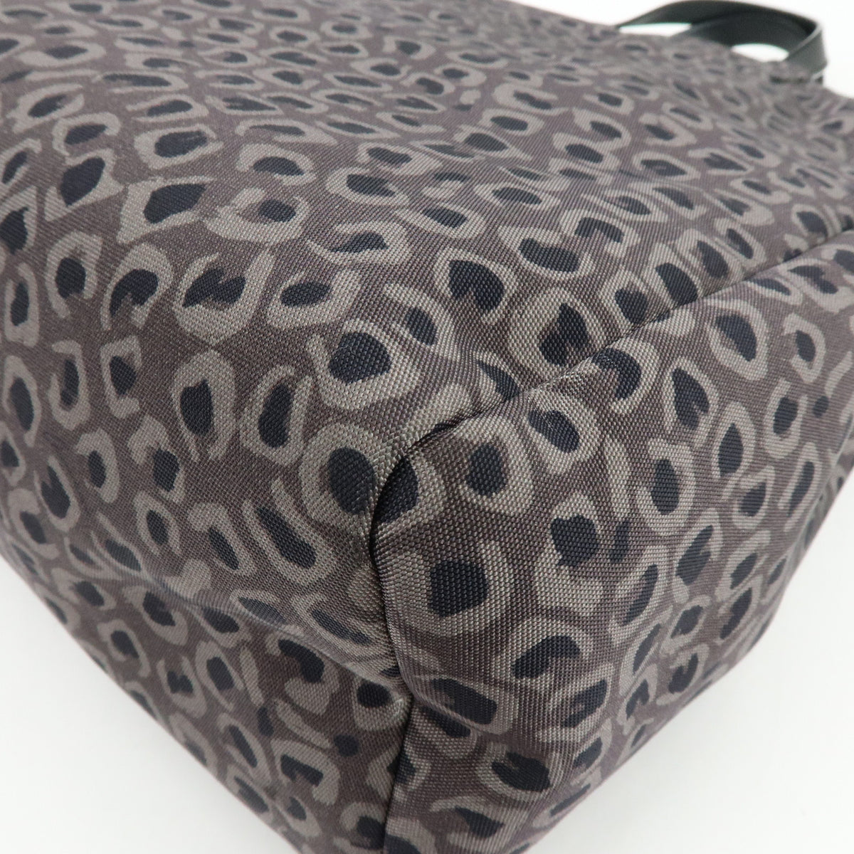 GUCCI Logo Canvas Leather Tote Bag Leopard Grey Black 341739