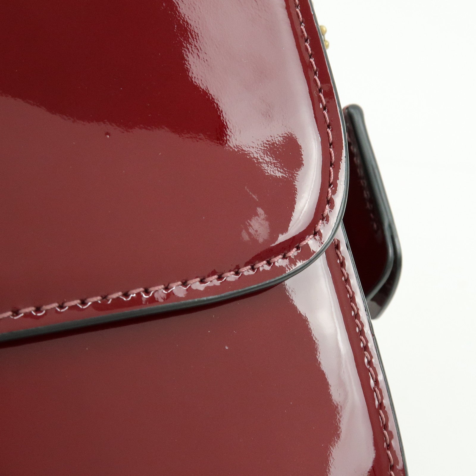 COACH Studio Signature C Patent Leather Shoulder Bag Bordeaux