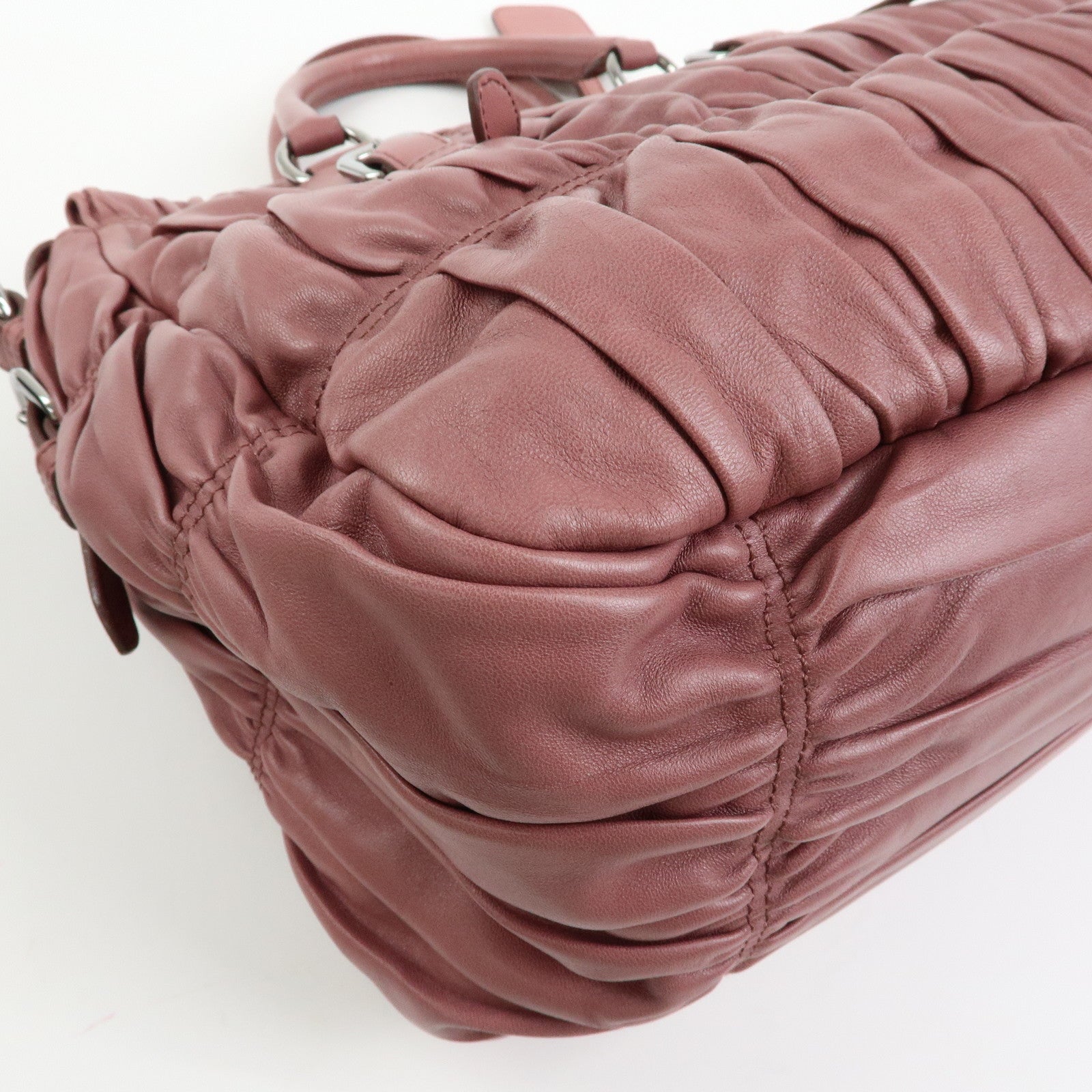 PRADA Logo Nappa Leather 2Way Bag Hand Bag Shoulder Bag Pink