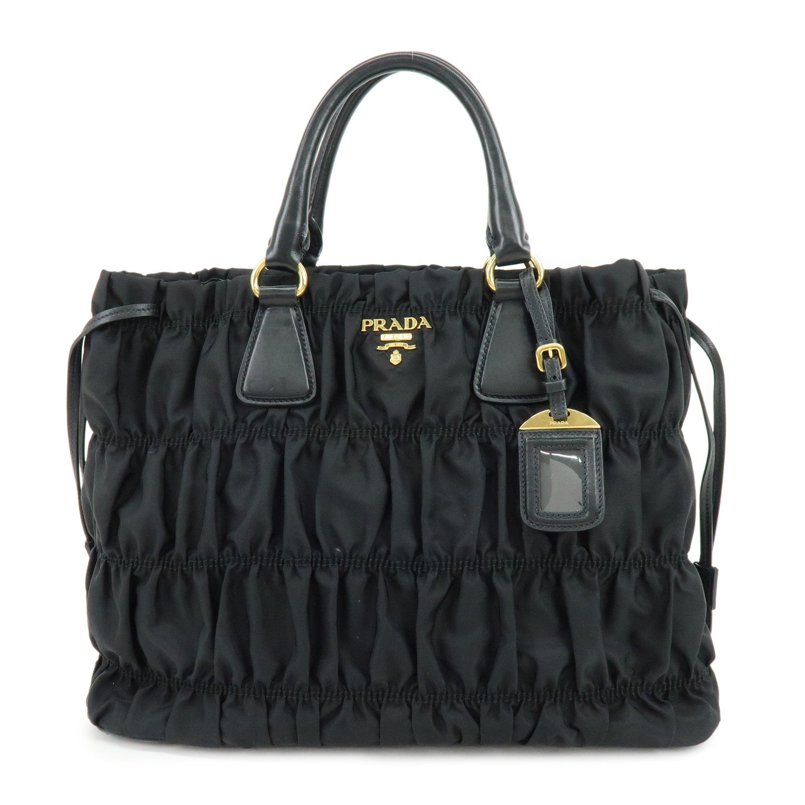 PRADA Tessuto Gaufre Nylon Leather 2Way Bag Hand Bag Black B1788M
