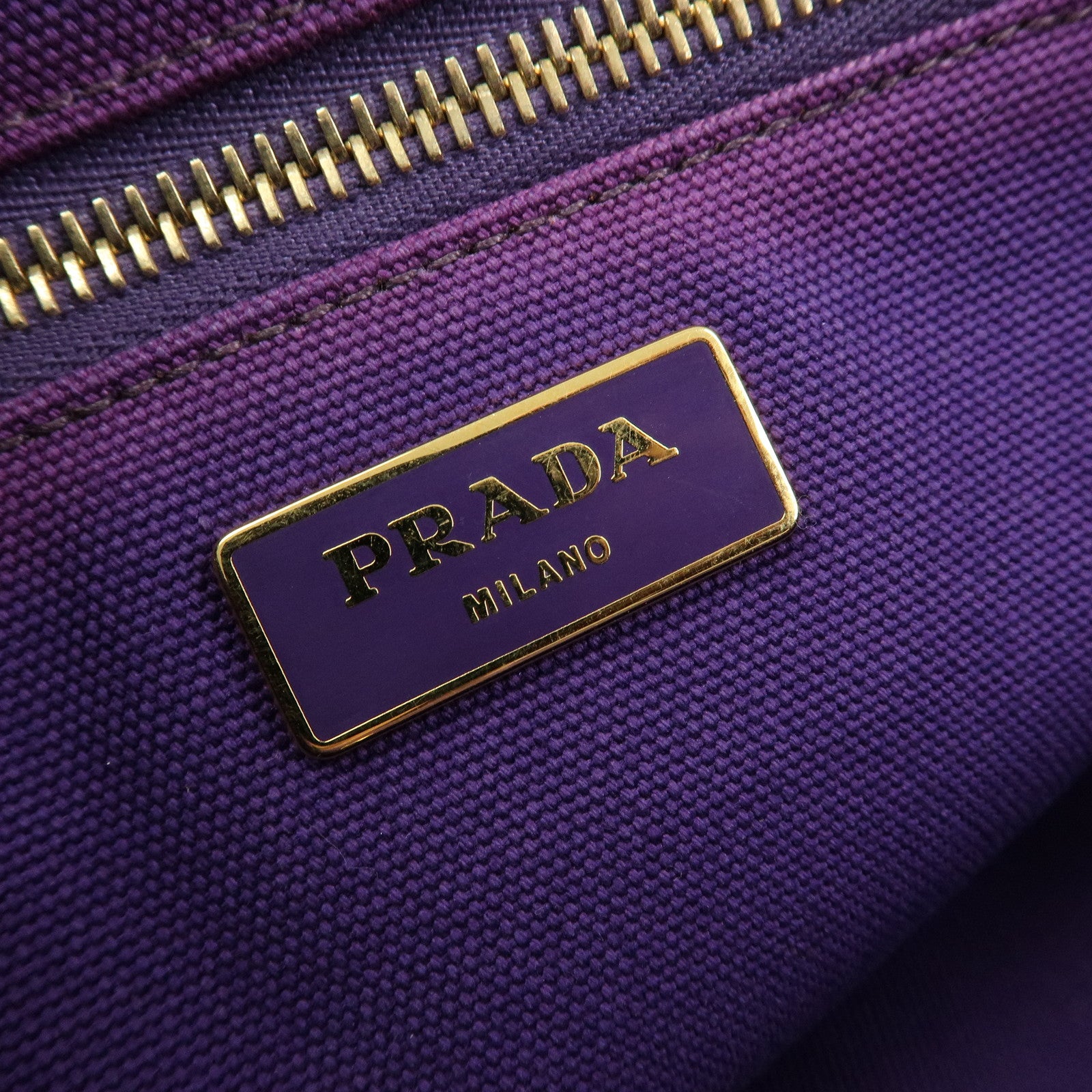 PRADA Canapa Triangle Logo Canvas Tote Bag Hand Bag Purple BN1877