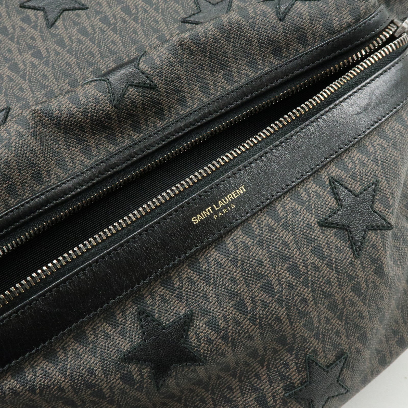 SAINT LAURENT PARIS Star Monogram PVC Leather Backpack Rucksack 415458