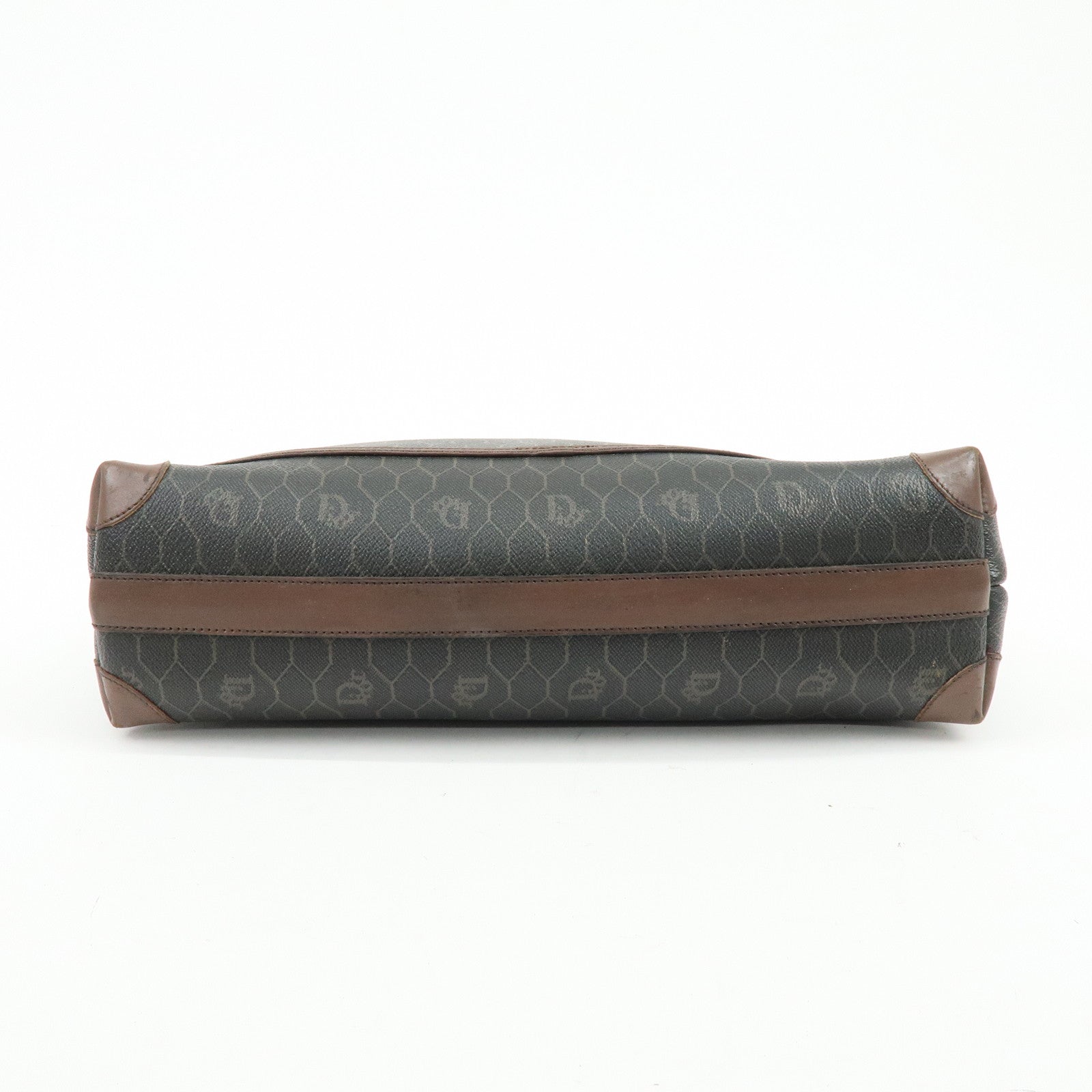 Christian Dior Honeycomb PVC Leather Shoulder Bag Brown Black