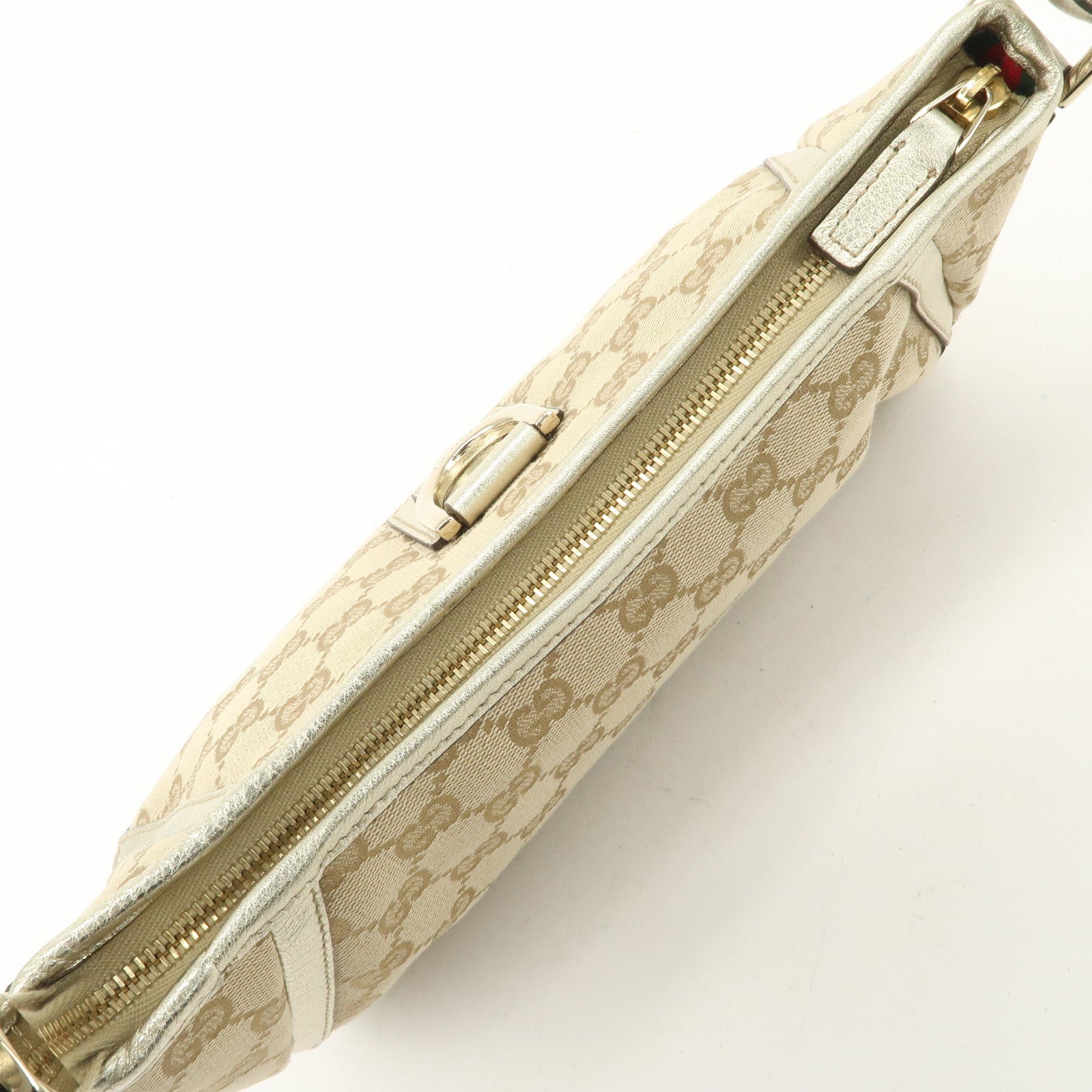 GUCCI Abbey GG Canvas Leather Shoulder Bag Beige Ivory 130939 Used