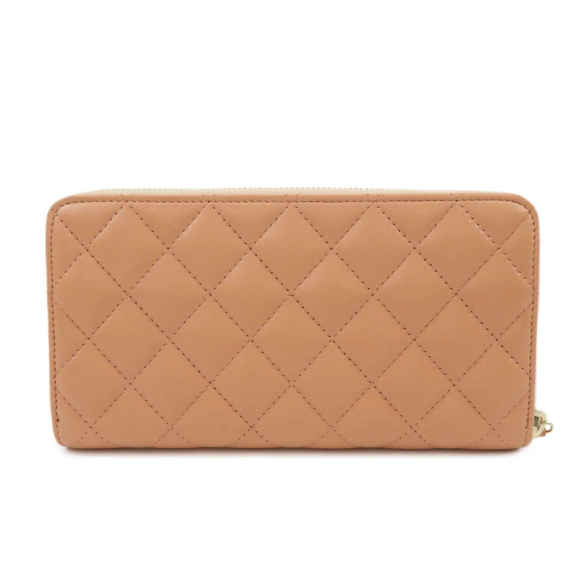 CHANEL Matelasse COCO Mark Lamb Skin Round Zippy Wallet Pink A82281